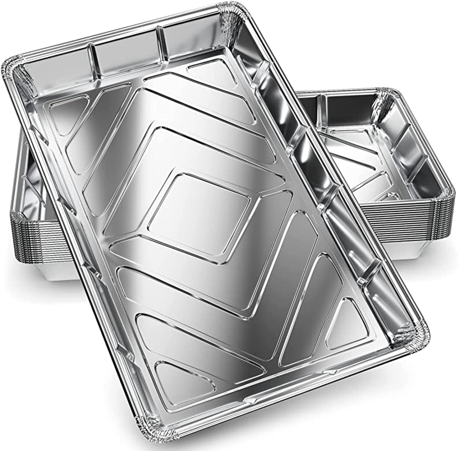 Zuvo Aluminium Foil Baking Trays - (10 Pack) - 32cm x 20cm x 3.3cm - Foil Trays for Cooking, Freezing, Serving and Storing Tray - Oven Baking Trays