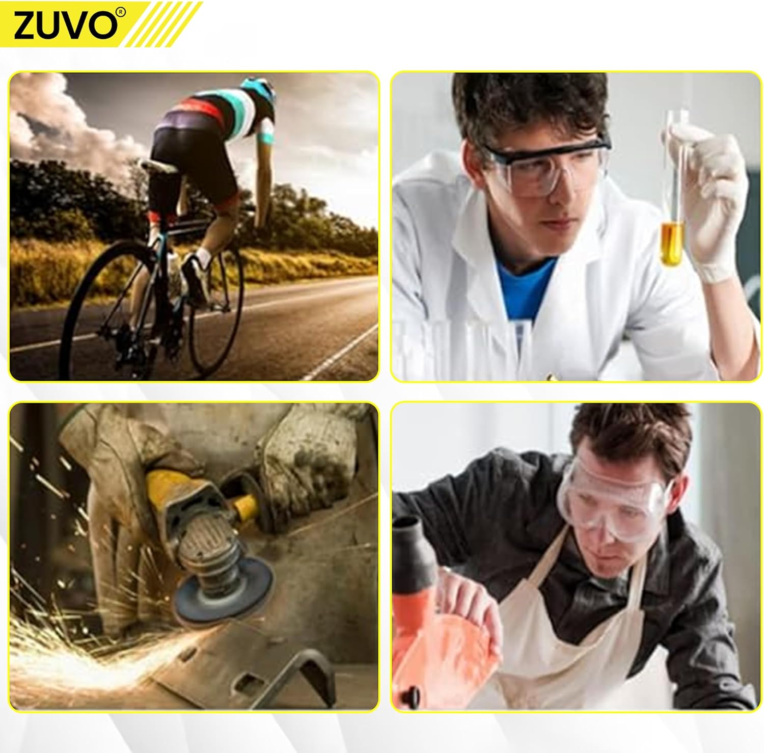 Zuvo Safety Goggles Clear Anti Fog Impact and Dust Resistant Eye Wear