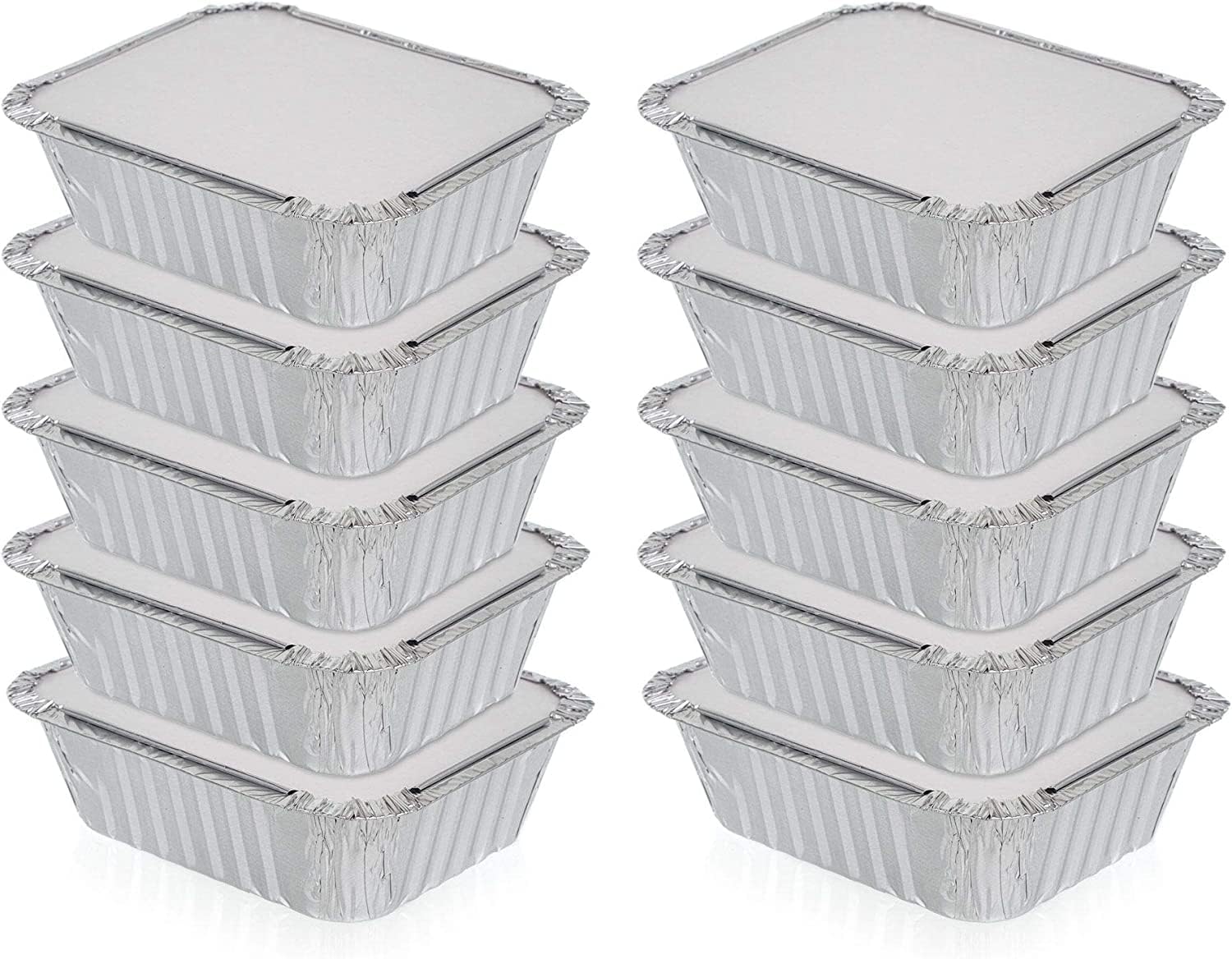 Zuvo 50 Pack Aluminium Foil Food Containers with Lids 12x8x4cm