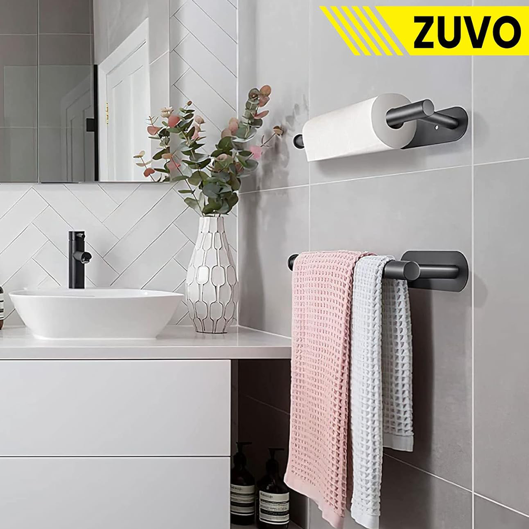 Zuvo Under Cabinet Paper Towel Holder Black – Adhesive or Screw Mount Steel