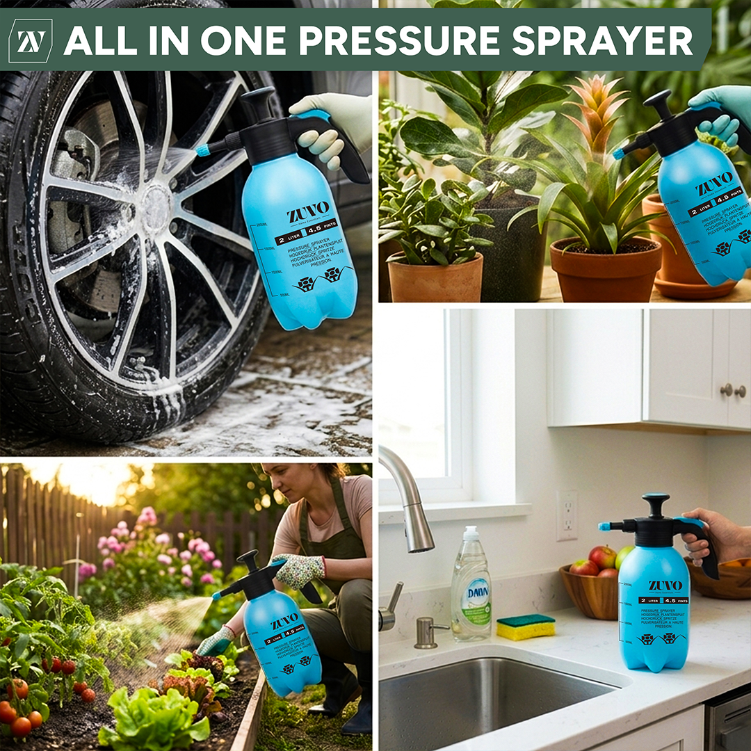 Zuvo 2L Pump Pressure Sprayer Bottle for Garden Plants Weed Killer and Cleaning