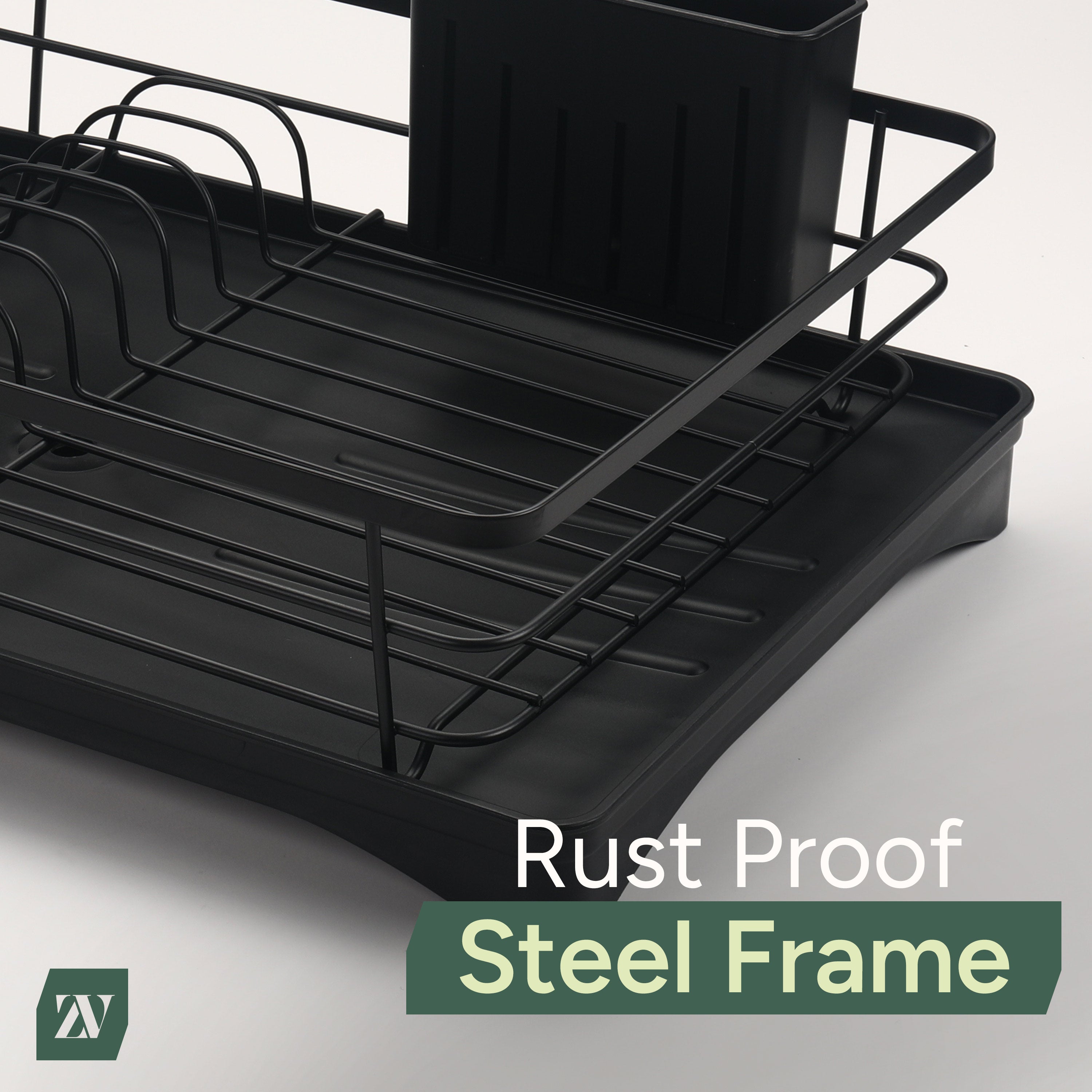 Dish Drainer Rack – Stainless Steel Dish Drying Rack with Cutlery Holder, Space-Saving Kitchen