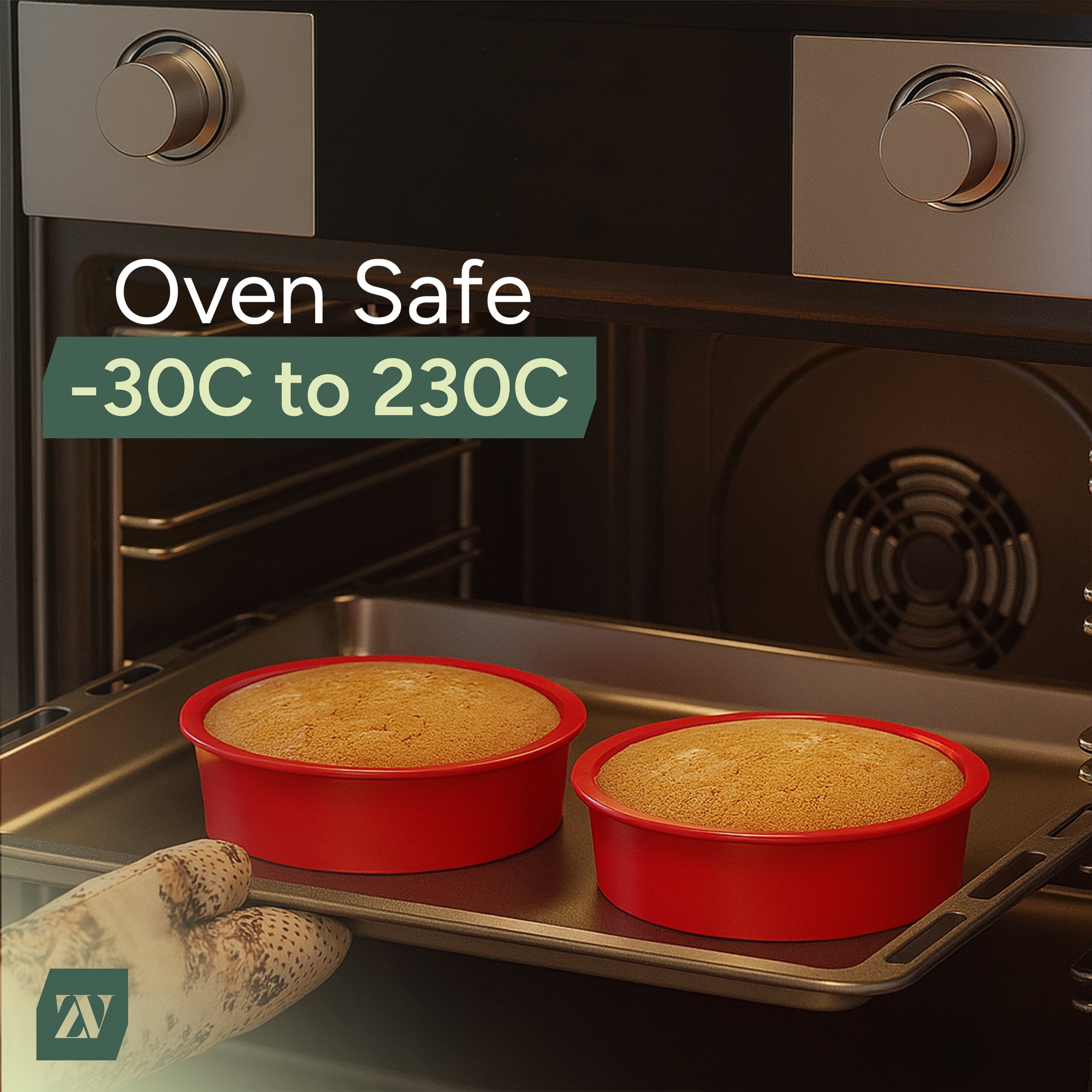 Zuvo - Silicone Cake Tins (2 Pack)– 8 Inch Round Cake Moulds for Baking, Non-Stick Pans for Layer Cakes, Cheesecake, Sponge, Bread & Desserts – Oven, Freezer & Dishwasher Safe