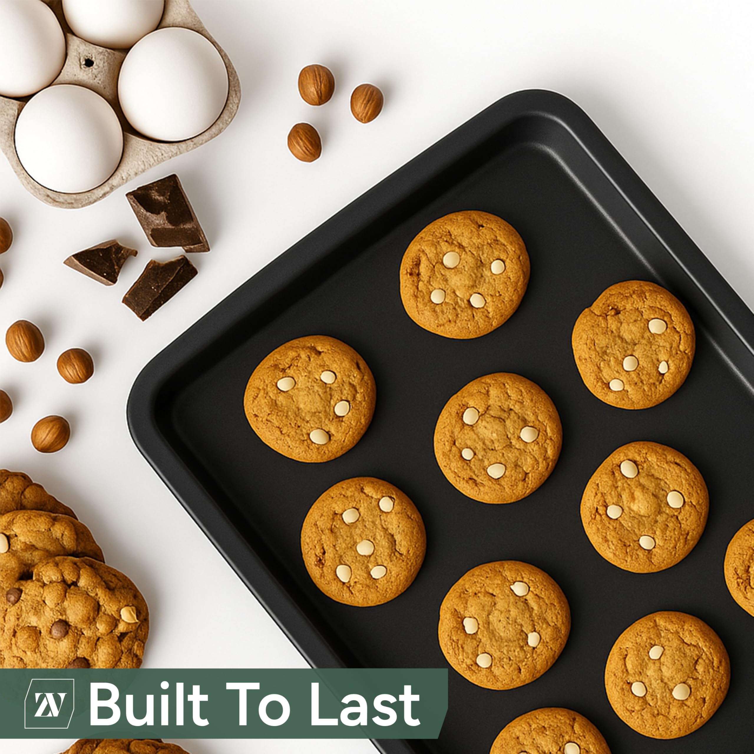 Zuvo Non Stick Baking Tray 38 x 26 cm Carbon Steel Oven Tray for Baking Roasting 1 Pack