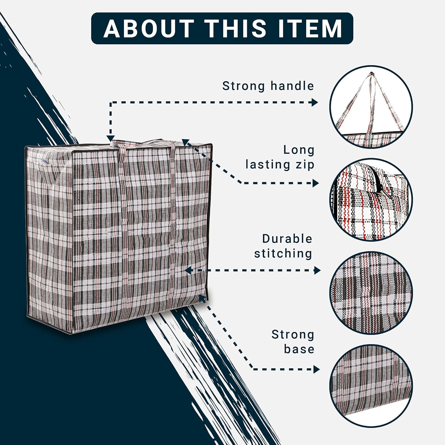 Zuvo Large Laundry Bags with Zip 5 Pack Waterproof Reusable Storage 60x50x25