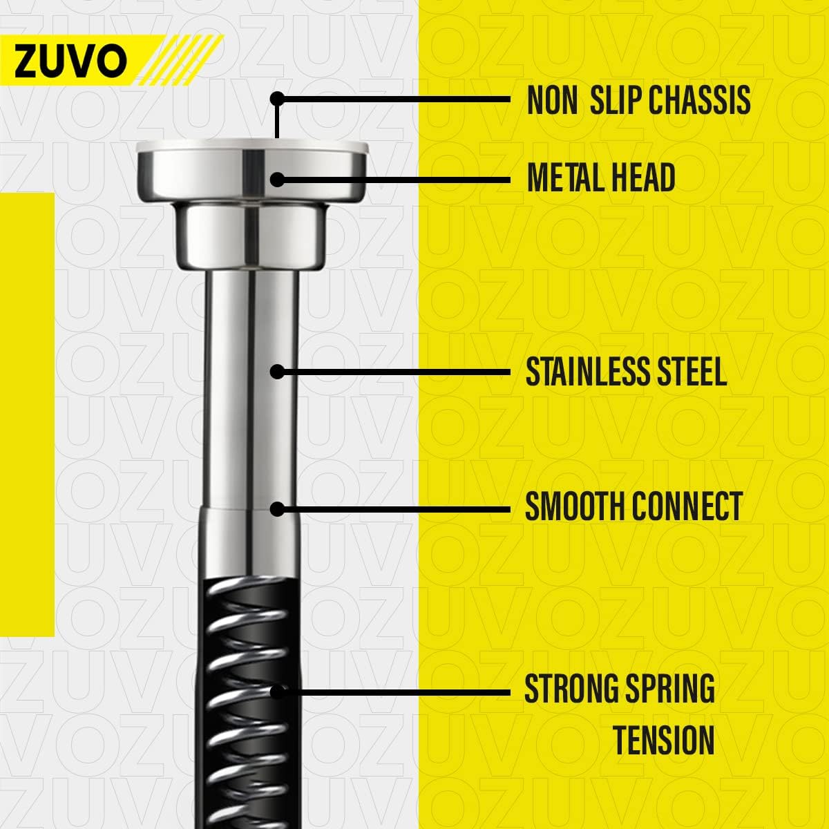Tension Curtain Rod 40-60cm Extendable – No Drill, Rust-Proof, Silver