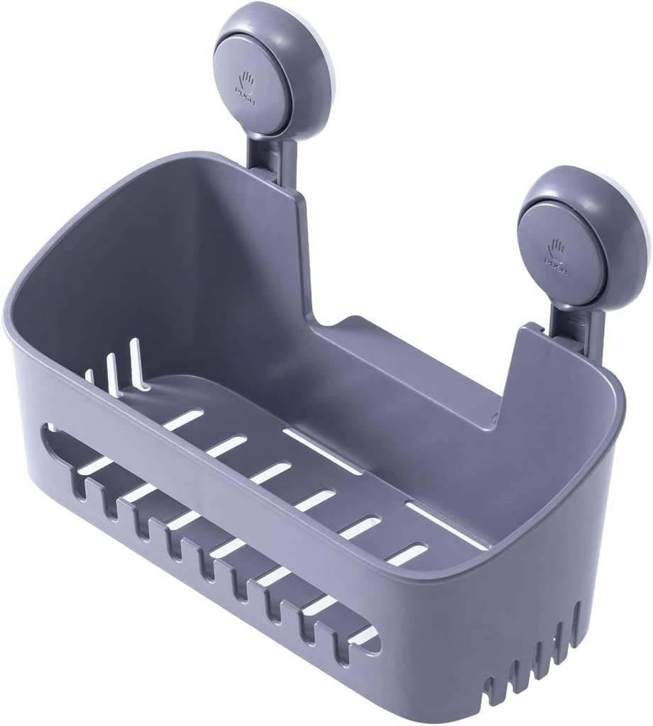Zuvo No-Drill Shower Caddy Suction Cup Bathroom Shelf, Grey