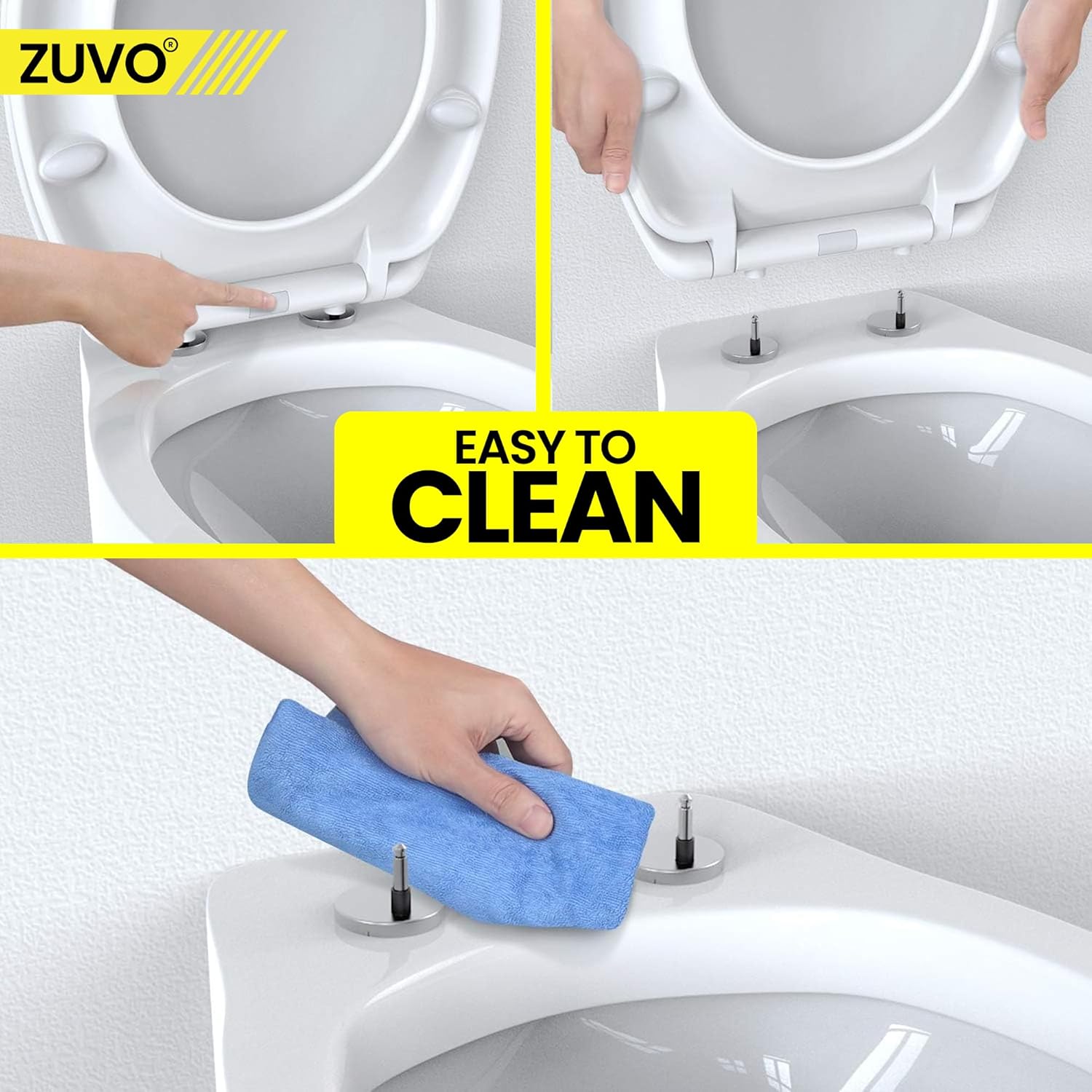 Zuvo Soft-Close O-Shape Toilet Seat Quick Release, White