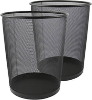Pack of 2 Mesh Waste Paper Bins Lightweight Metal Trash Cans for Home Office and Dorm Rooms