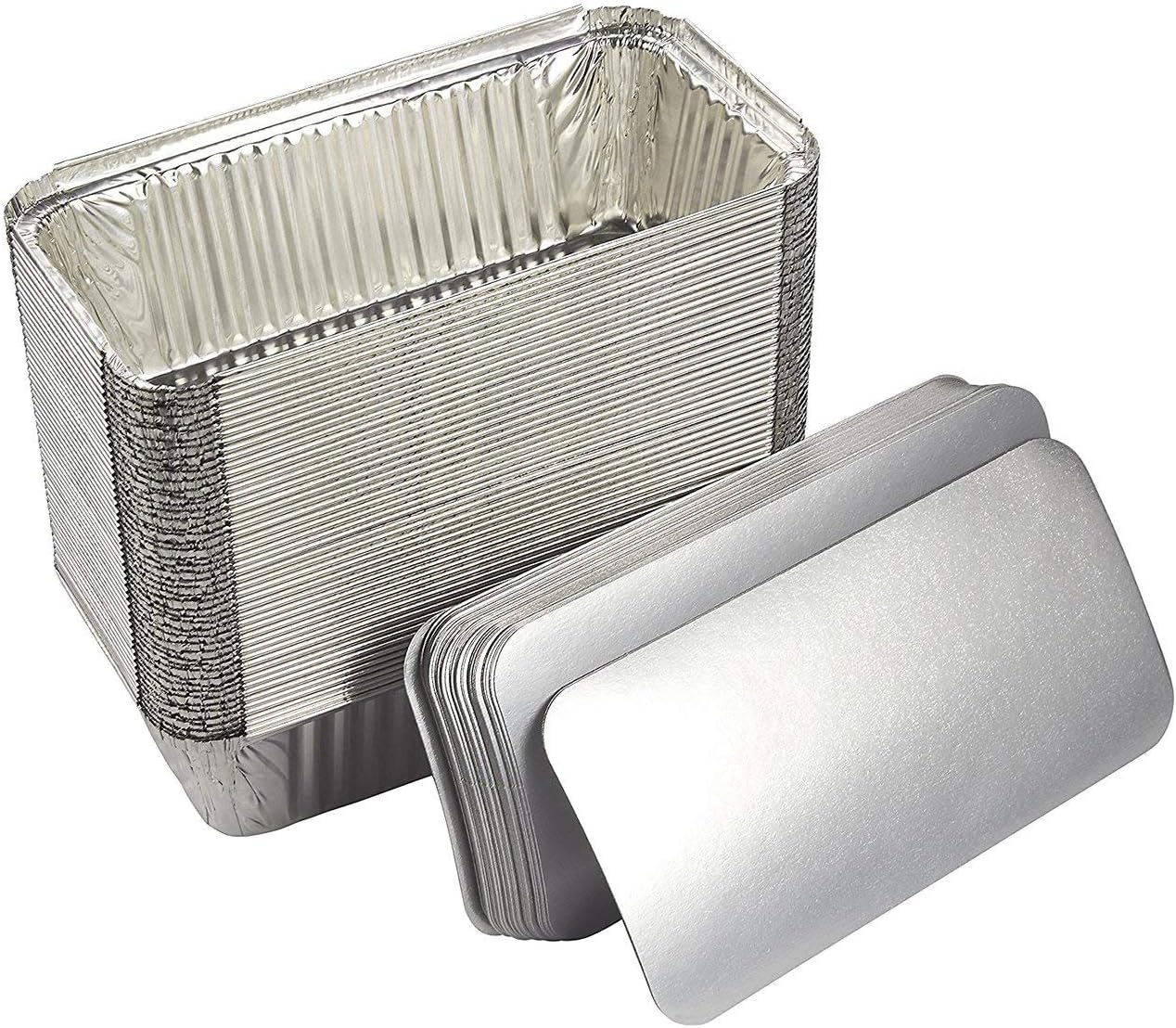 Zuvo 50 Pack Large Aluminium Foil Food Containers with Lids – 600ml