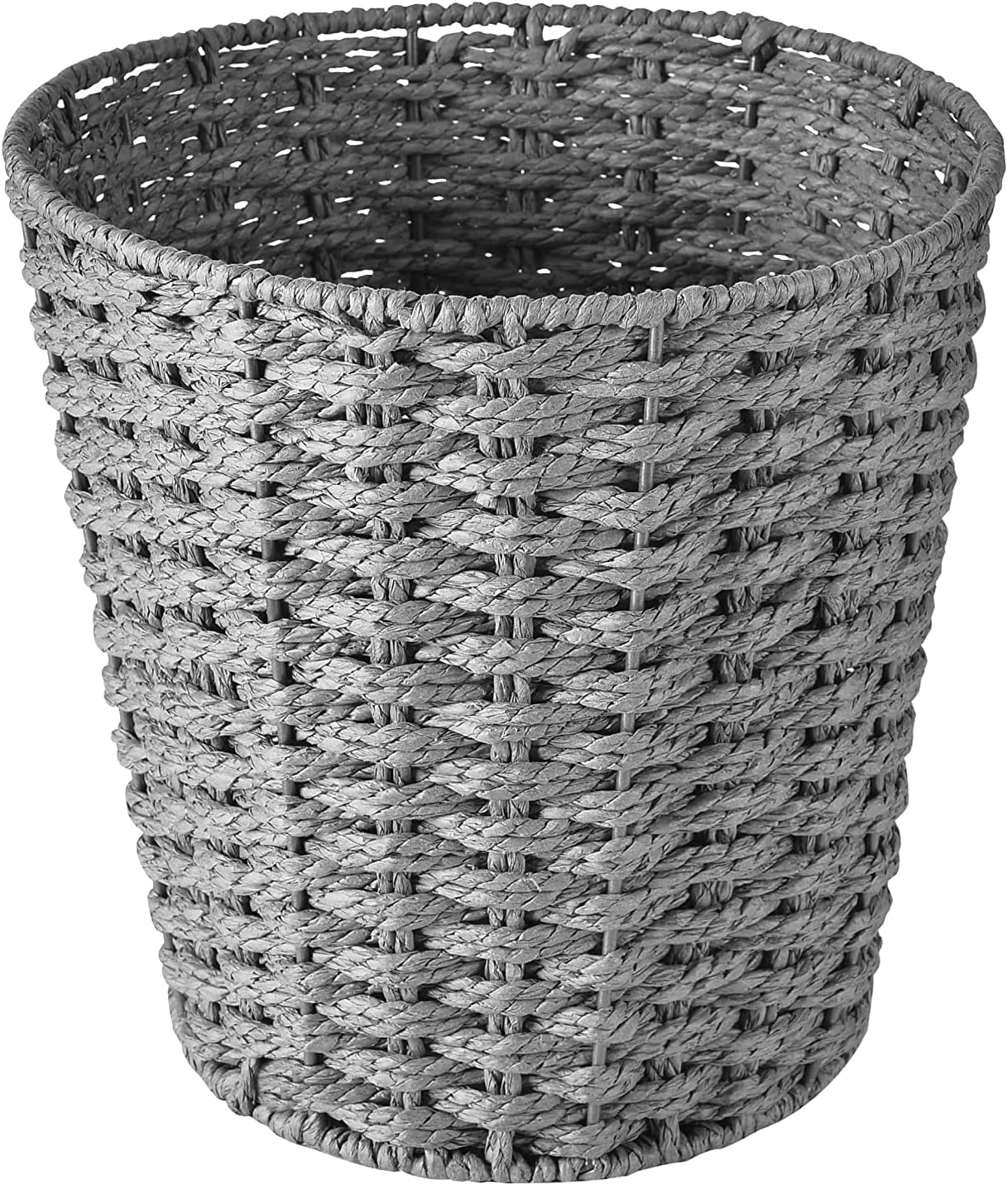 Zuvo Round Wicker Waste Paper Bin Rubbish Basket, Grey