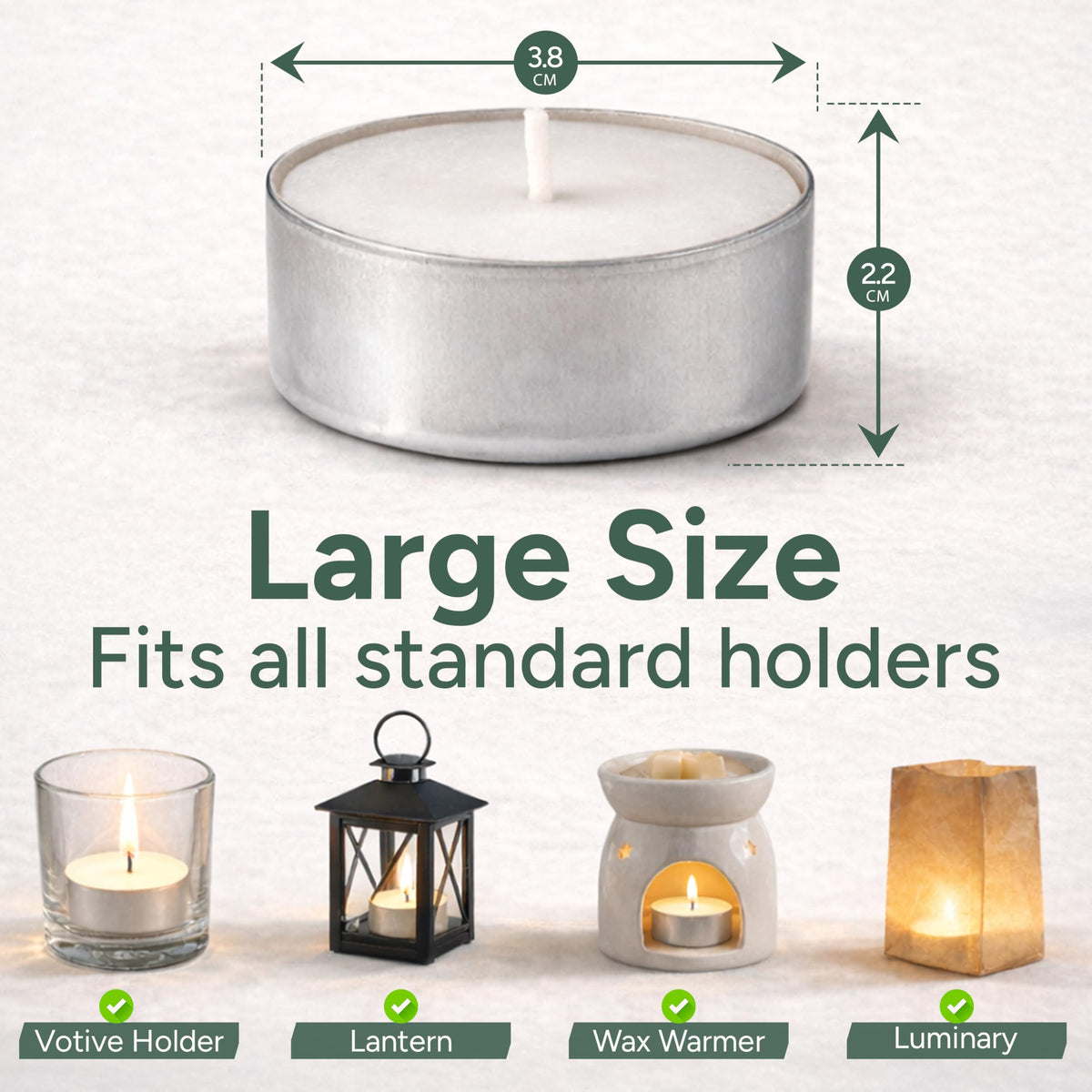 Zuvo Tea Light Candles 4 Hour Burn 50 Pack Unscented Tealights with Cotton Wick