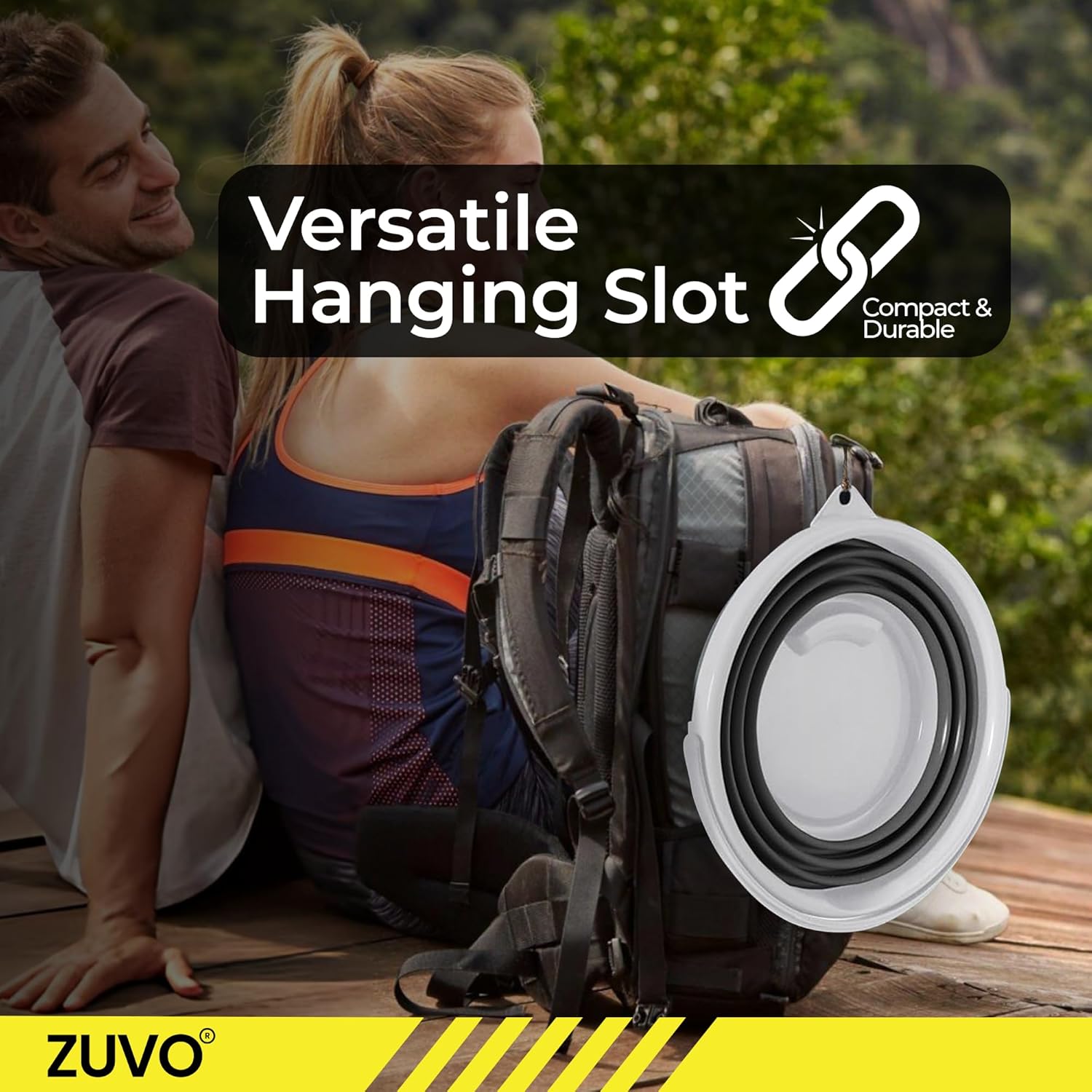 Zuvo Collapsible Bucket 10L Silicone Folding Mop Bucket White Grey