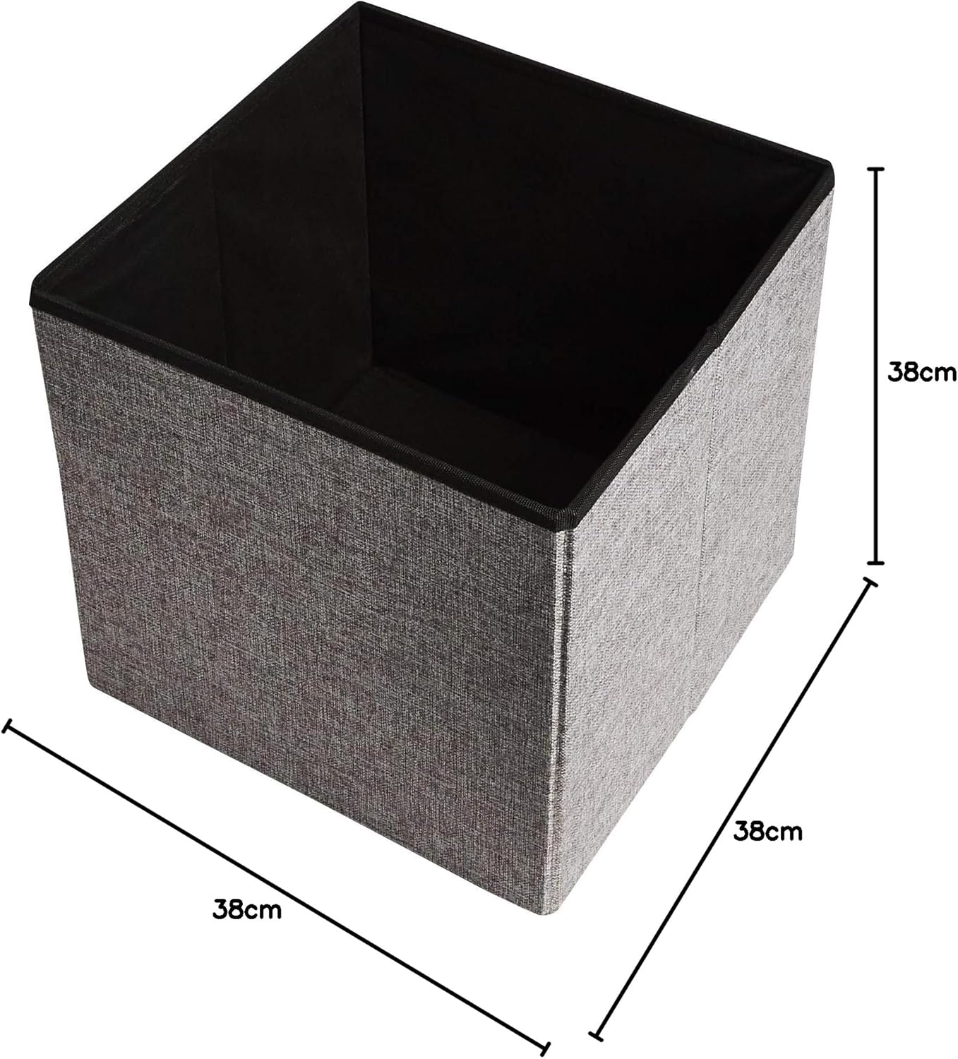 Zuvo Ottoman Storage Box Foldable Fabric Stool Chair 38x38x38cm Grey