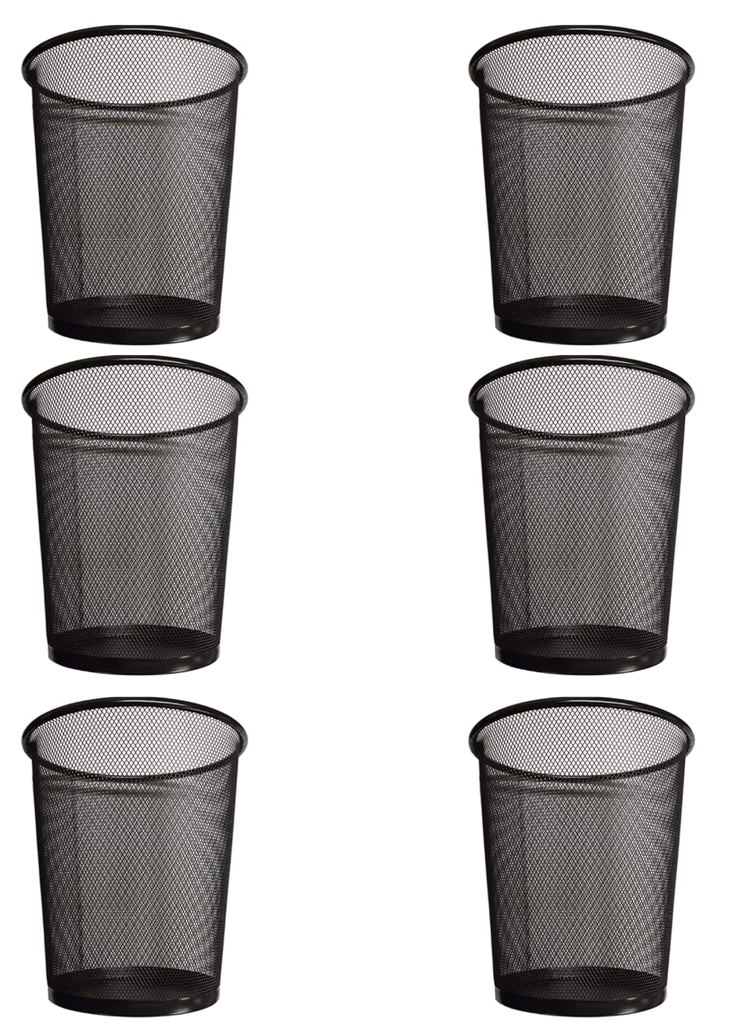 Zuvo Circular Mesh Waste Paper Bin Black Metal, Pack of 6