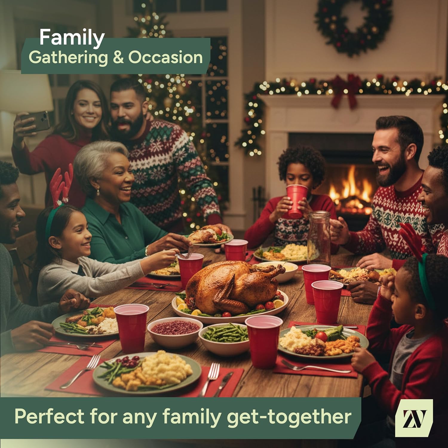 Zuvo Red Party Cups 12oz 50 Pack Durable Disposable Recyclable Drinkware