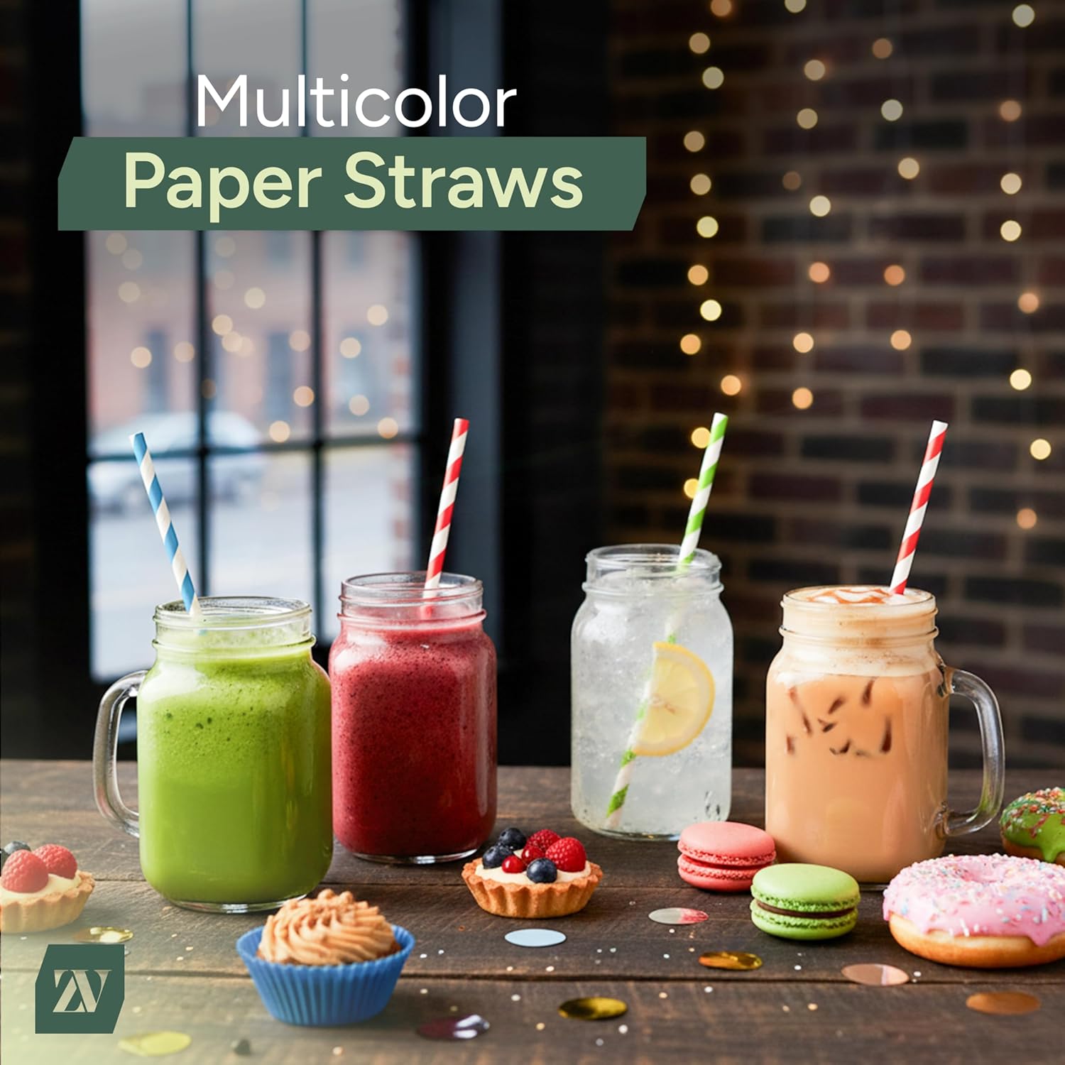 ZUVO 250 x Paper Drinking Straws 20cm | Biodegradable Eco-Friendly Party Pack
