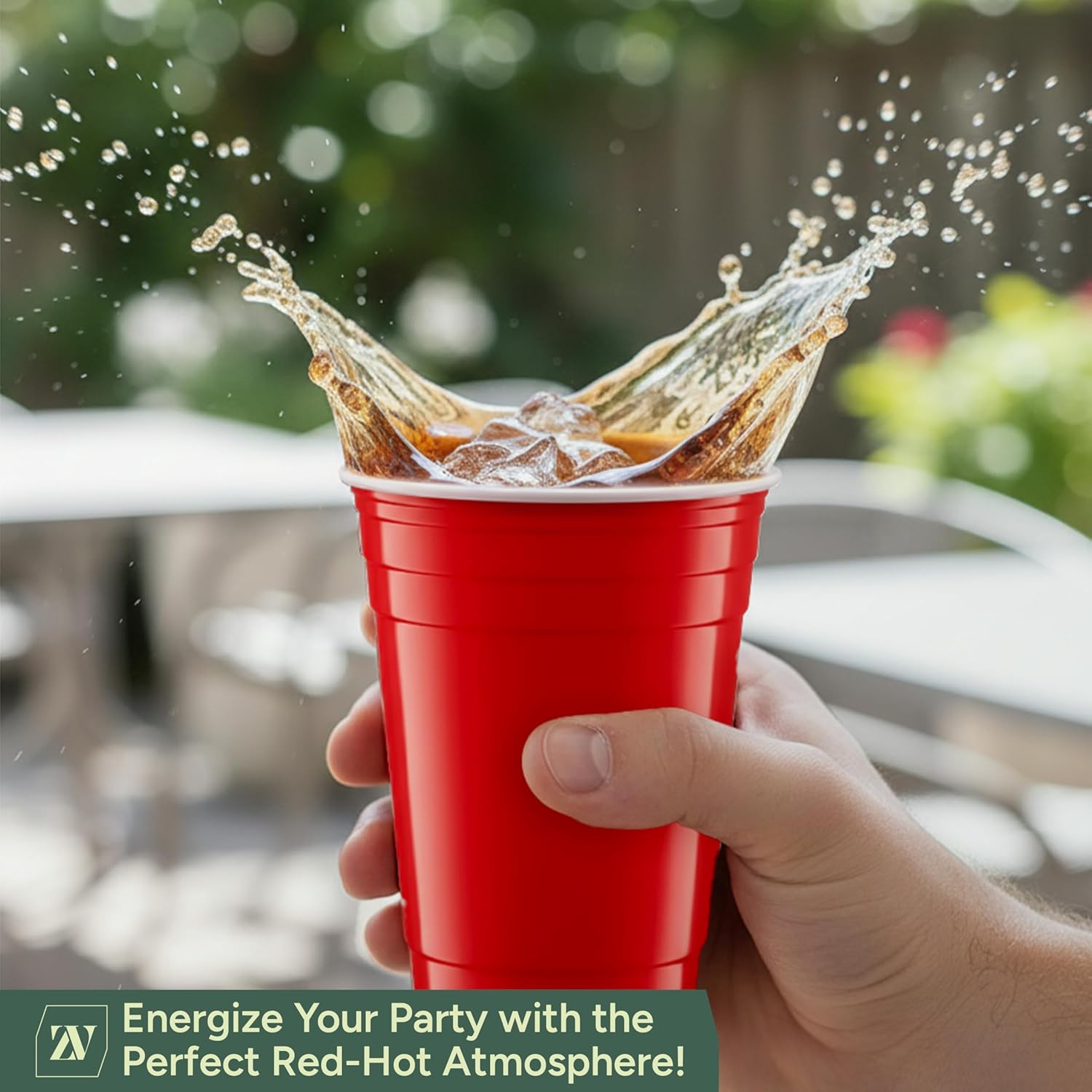 Zuvo Red Party Cups 16oz 50 Pack Durable Disposable Recyclable Drinkware