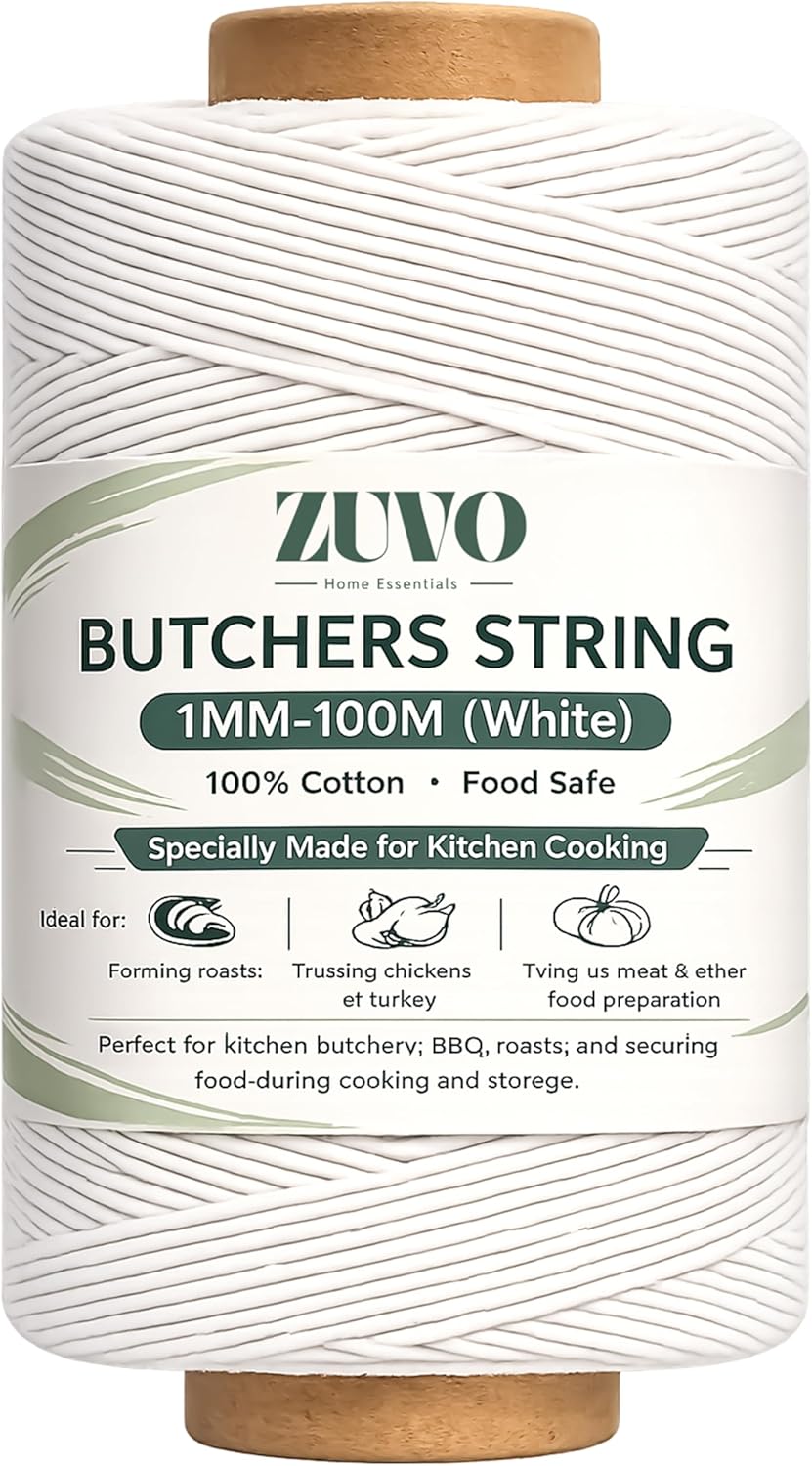 Zuvo Butchers Twine 100m White Cotton String for Meat Trussing and Baking