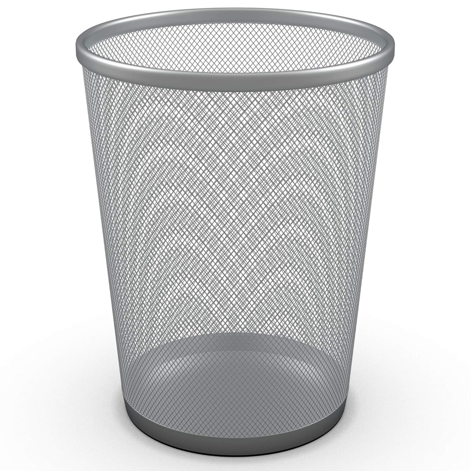 Zuvo Silver Round Metal Mesh Waste Paper Bin Lightweight Pack of 2 (Silver Round)