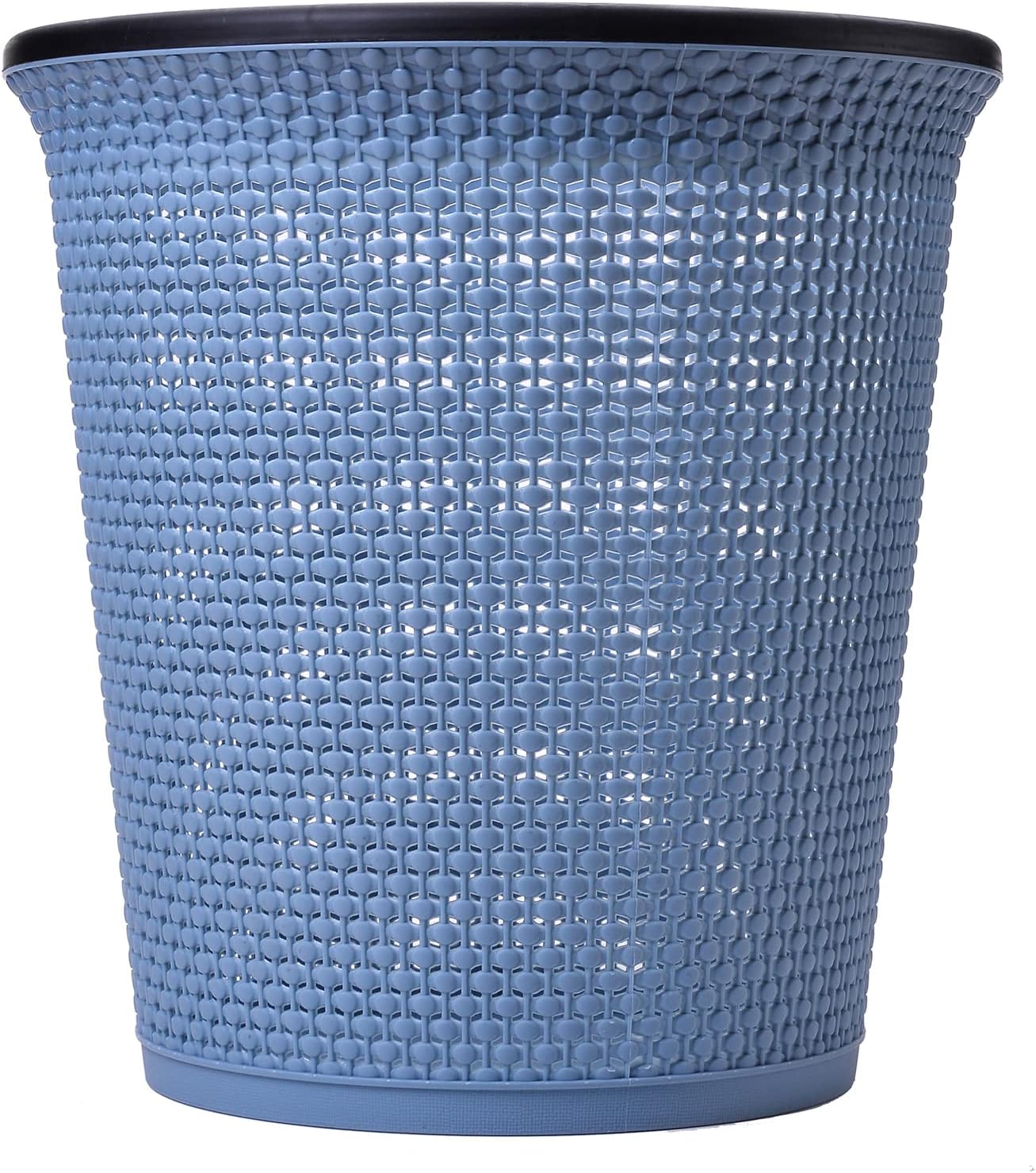 Zuvo Plastic Trash Paper Bin Cylindrical Open Top Design, Blue