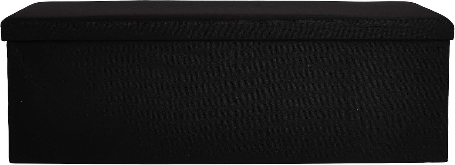 Zuvo Ottoman Storage Box 110x38x38cm Foldable Fabric Stool Chair Black