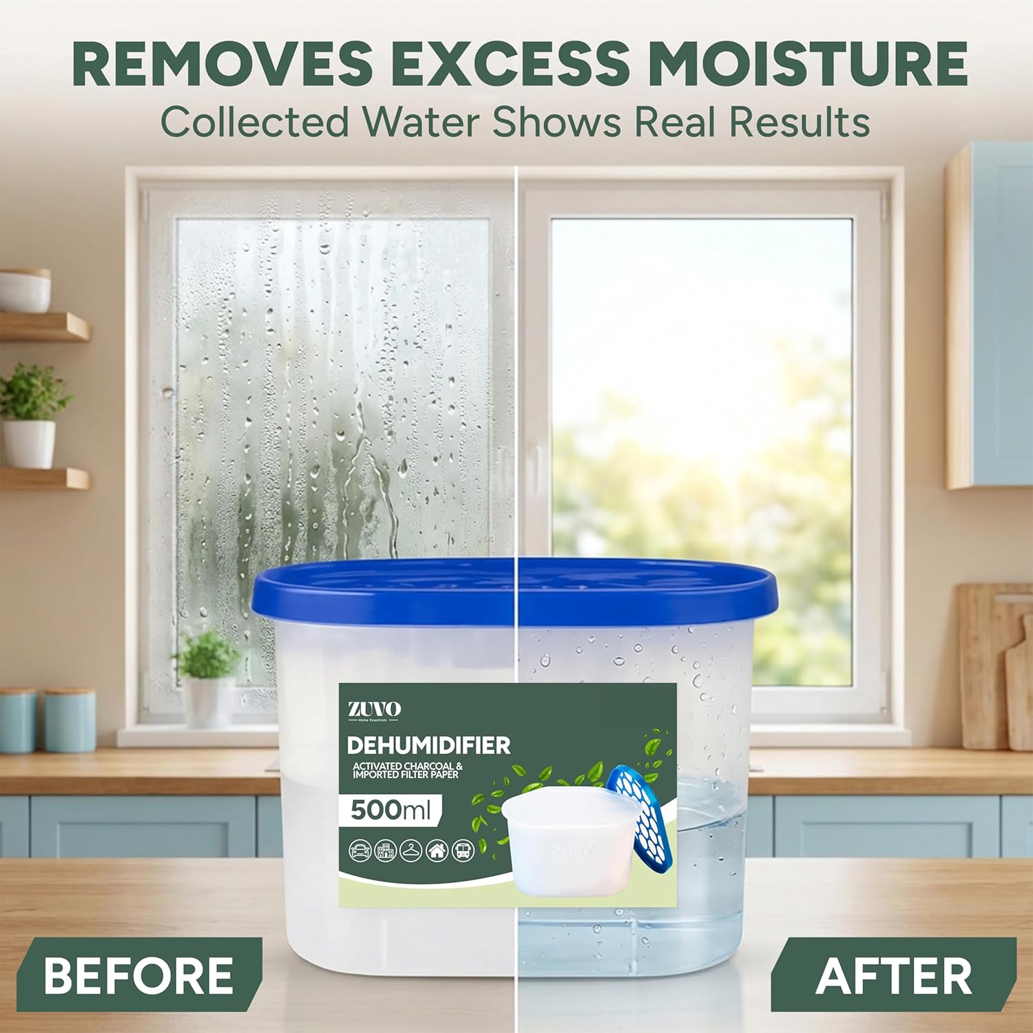 Zuvo Dehumidifier 500ml 10 Pack Disposable Moisture Absorber Damp Trap