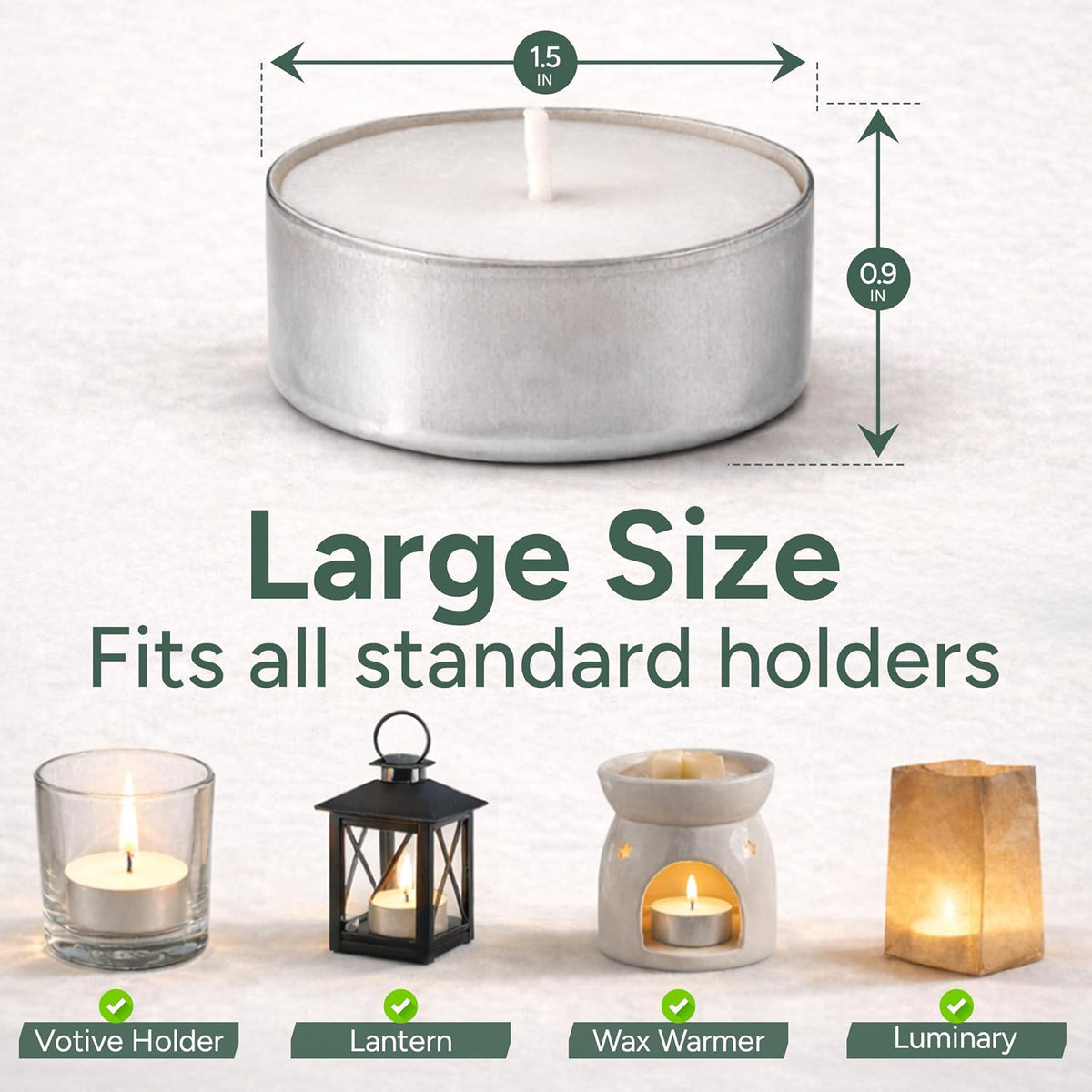 Zuvo Tea Light Candles 8 Hour Burn – 50 Pack Long-Lasting Unscented Tealights