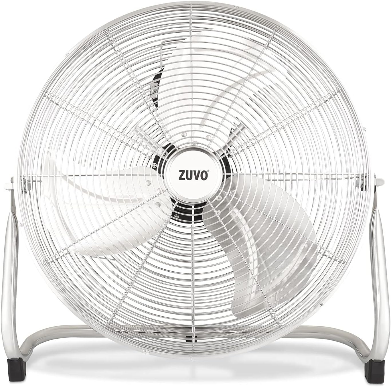 Zuvo 20" High Velocity Electric Floor Fan, 3 Speeds Heavy Duty Metal Quiet Oscillating Fan for Home Commercial Residential Use, Outdoor Indoor Fan for Maximum Air Flow (Chrome)