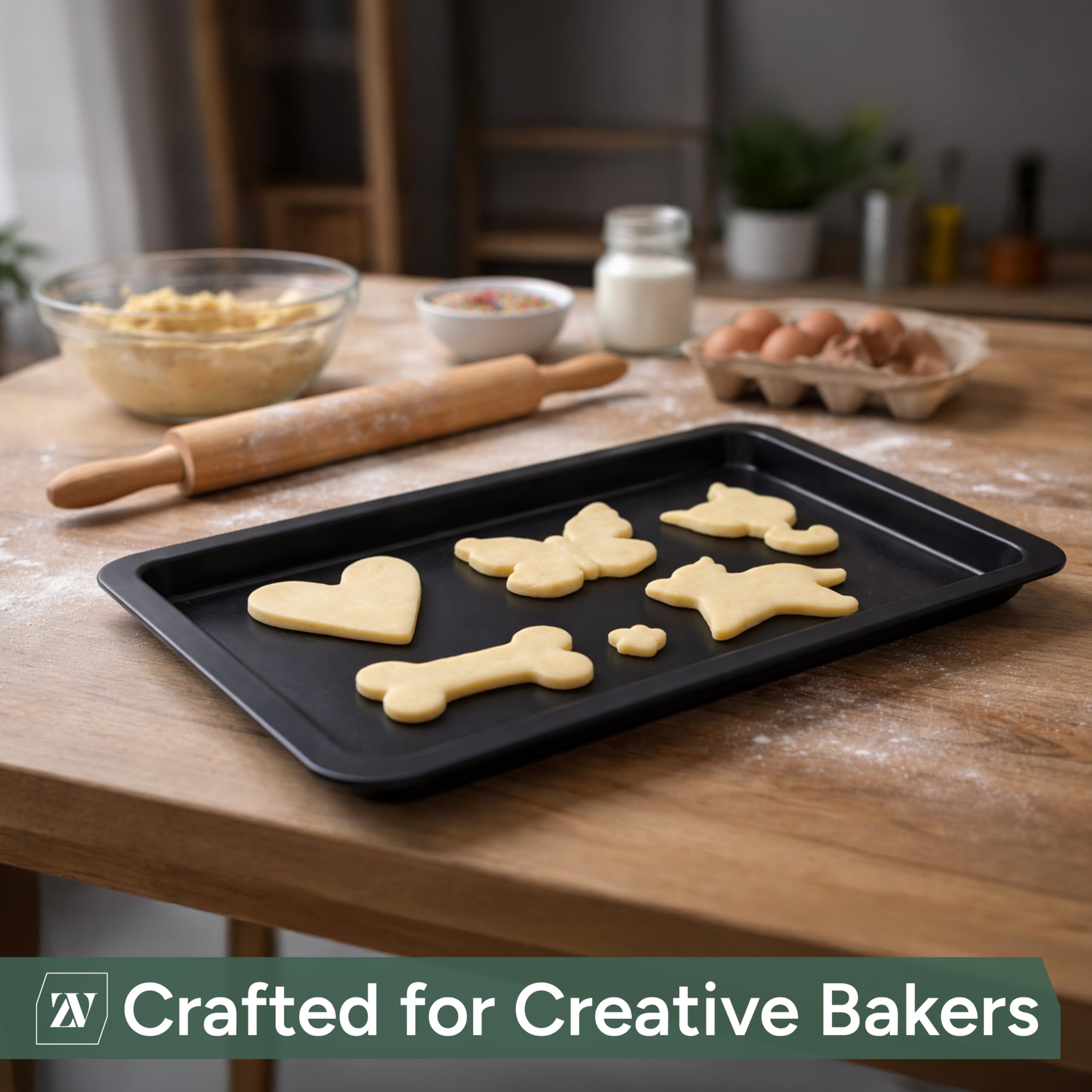 Zuvo Non Stick Baking Tray 38 x 26 cm Carbon Steel Oven Tray for Baking Roasting 1 Pack