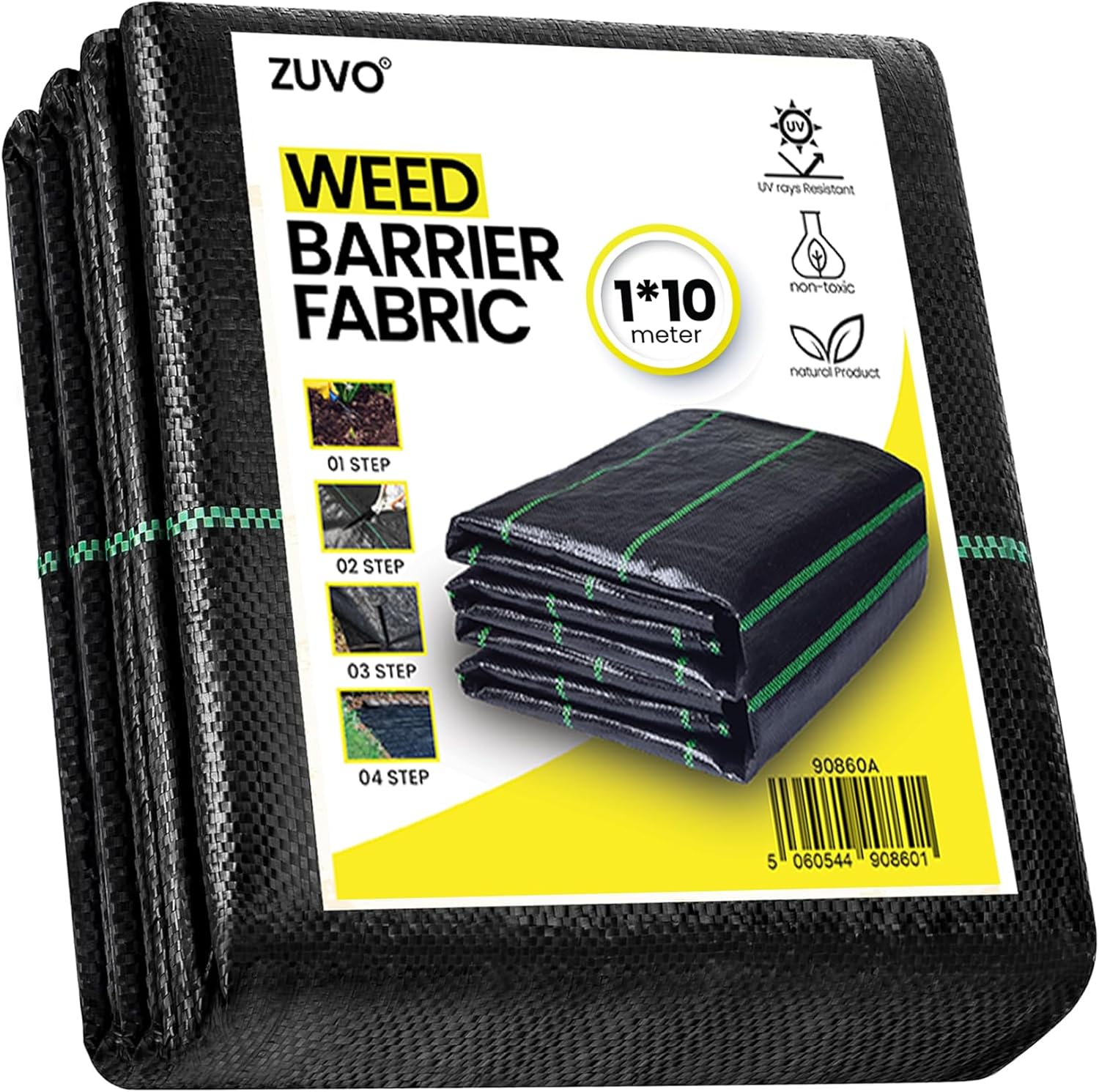 Zuvo Weed Control Membrane - 1M x 10M - Durable Garden Membrane to End Weed Growth - 100gsm - UV stabilised Weed Membrane Landscape Fabric for Gardens, Flower Beds, Any Outdoor Area