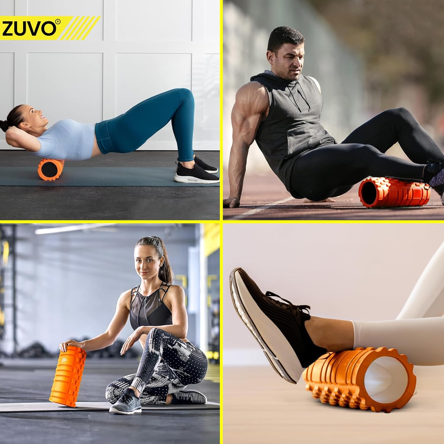 Foam Roller for Gym Equipment - Lightweight Orange Foam Rollers for Muscles and Back Massagers for Pain Relief - Premium Quality Massage Tool by Zuvo