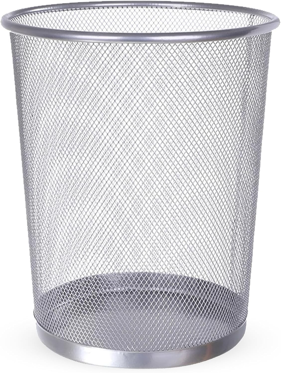 Zuvo Circular Mesh Waste Paper Bin 27x24cm, Silver Metal