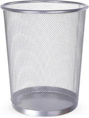 Zuvo Circular Mesh Waste Paper Bin 27x24cm, Silver Metal