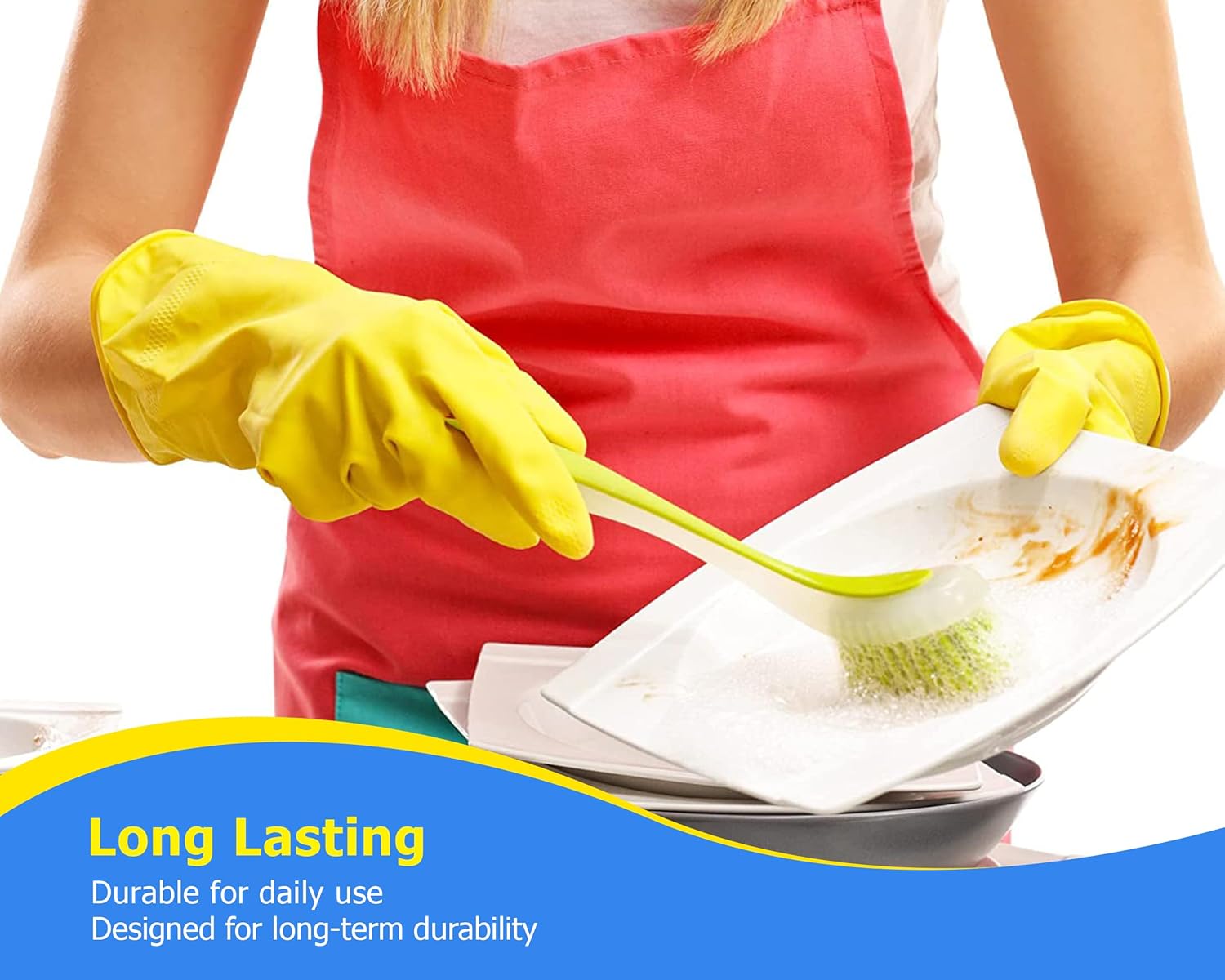 Zuvo Long Handled Scrubbing Brush Pack of 3 – Durable Bristles with Suction