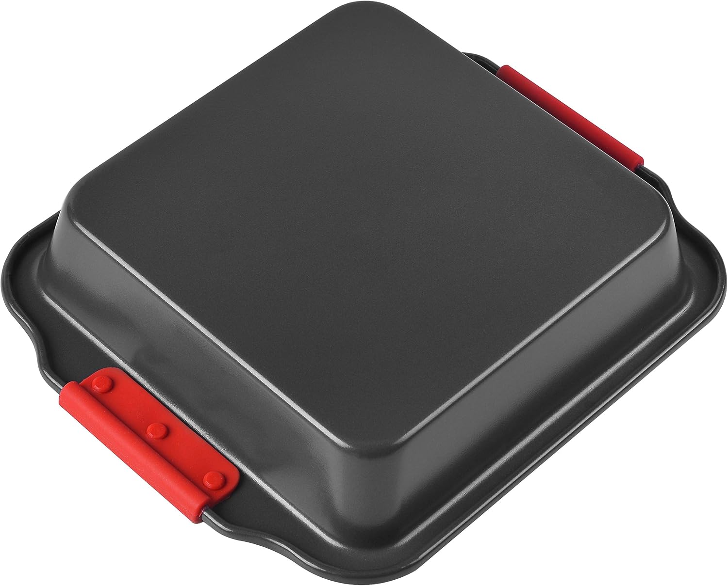 Zuvo Non-Stick Cake Tray with Red Silicone Handles | Large Baking Case for Mould Equipment Bakeware Used for Egg Cupcake mini Lasagne Cups Baked Oatmeal Cups (Black)