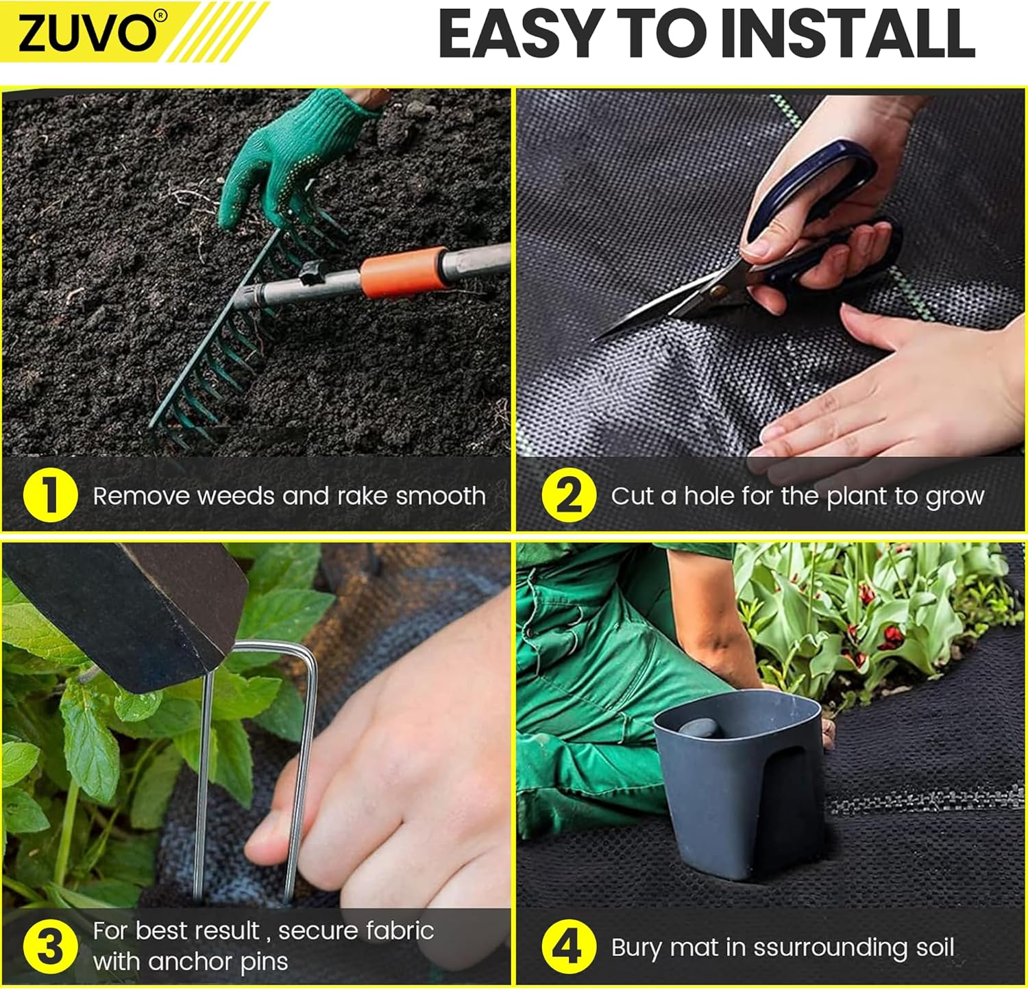 Zuvo Weed Control Membrane - 1M x 10M - Durable Garden Membrane to End Weed Growth - 100gsm - UV stabilised Weed Membrane Landscape Fabric for Gardens, Flower Beds, Any Outdoor Area