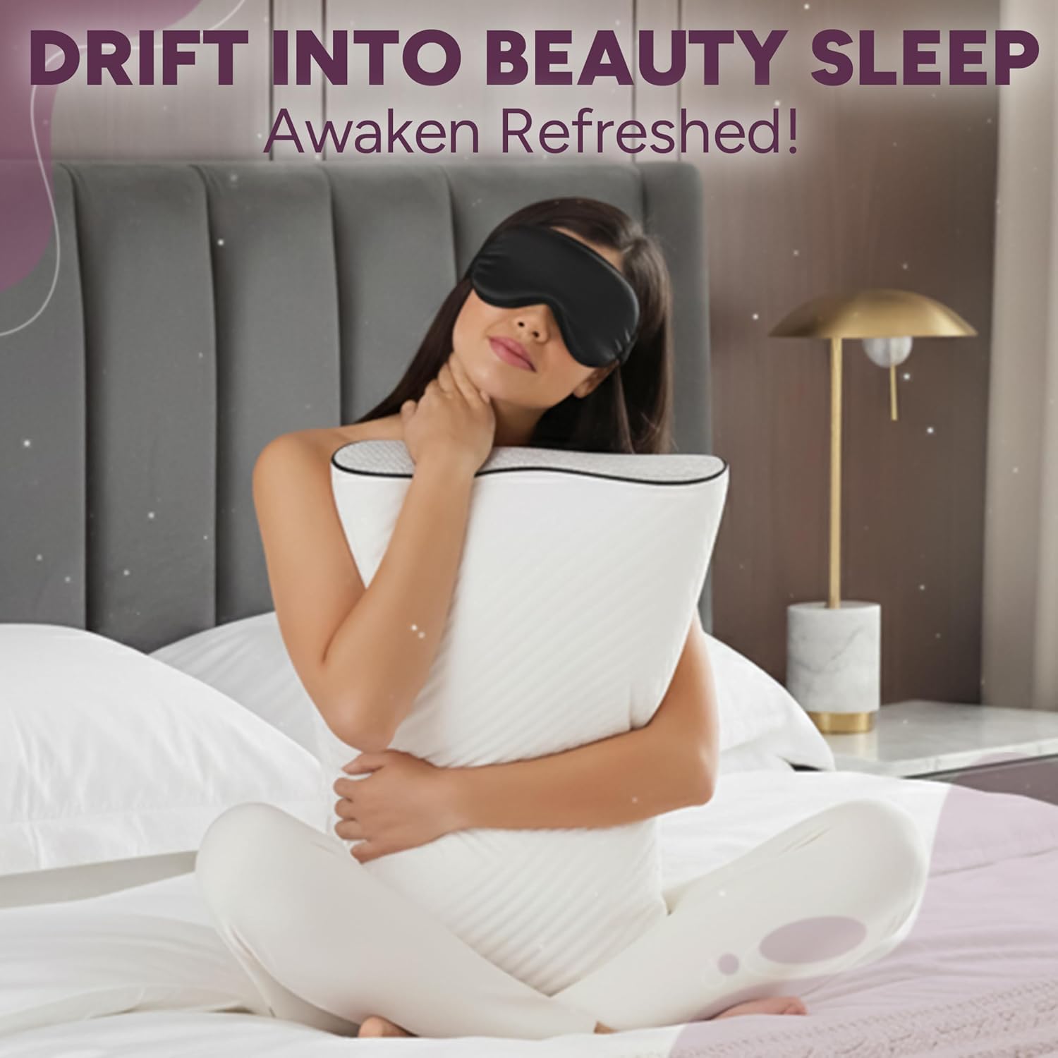 Memory Foam Contour Pillow for Neck & Shoulder Support Orthopaedic Design for Comfort Includes Free Sleep Eye Mask
