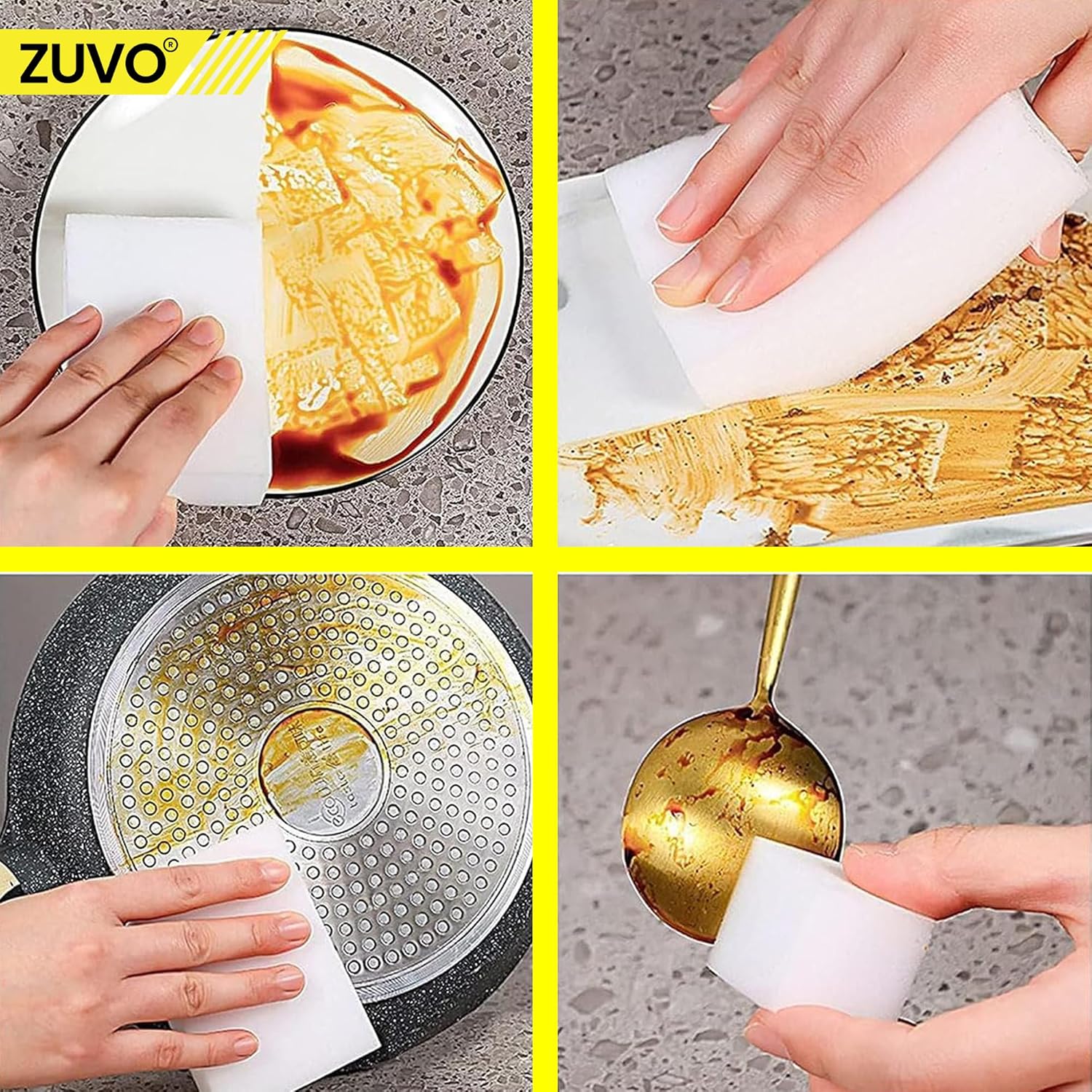 Zuvo Magic Eraser Sponge 12 Pack – Heavy Duty Eco Melamine Cleaning Pads