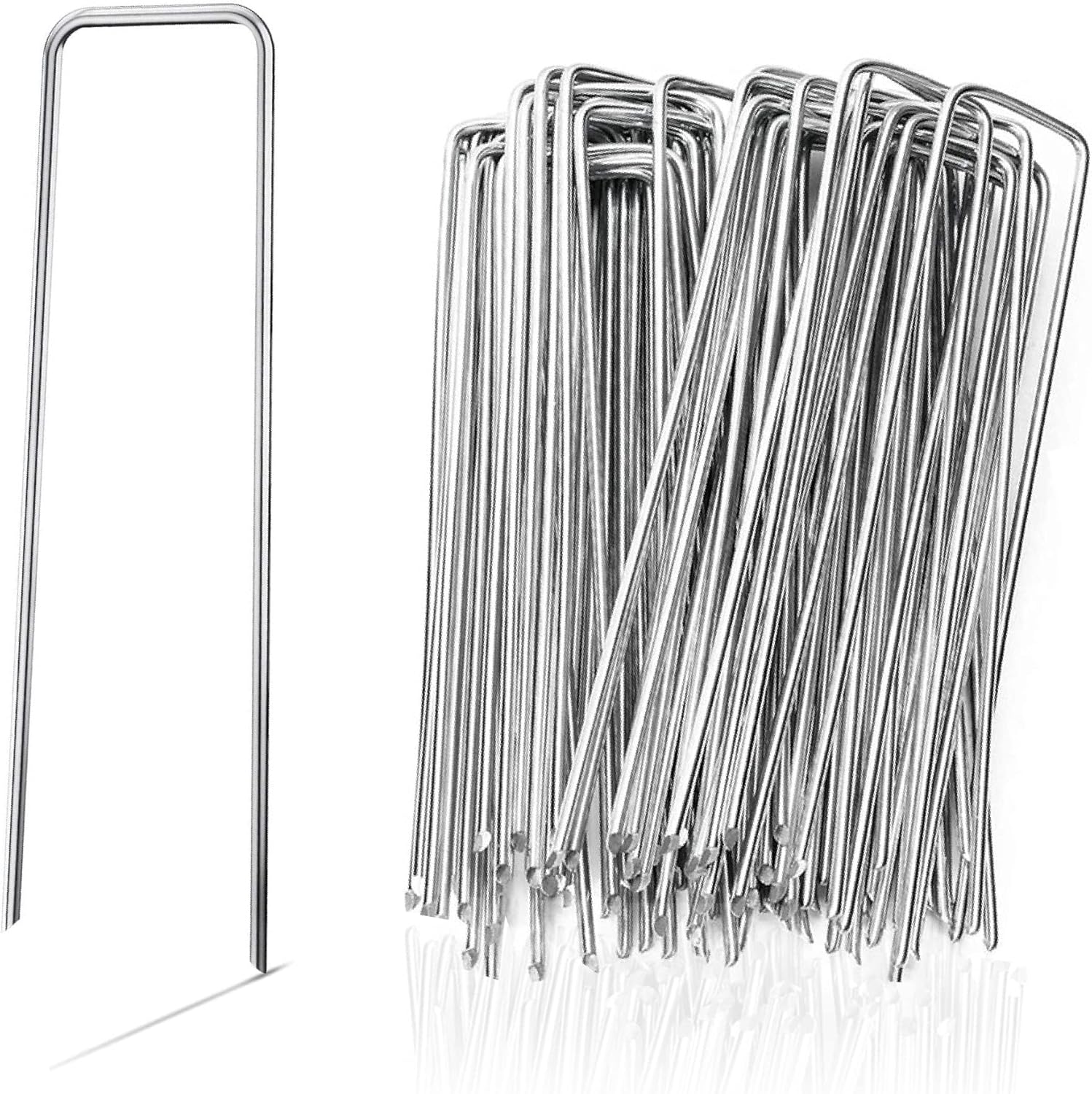 Zuvo Weed Membrane Pegs 100 Pack 6in U Shaped Galvanised Garden Stakes