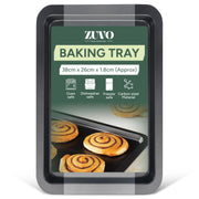 Zuvo Non Stick Baking Tray 38 x 26 cm Carbon Steel Oven Tray for Baking Roasting 1 Pack