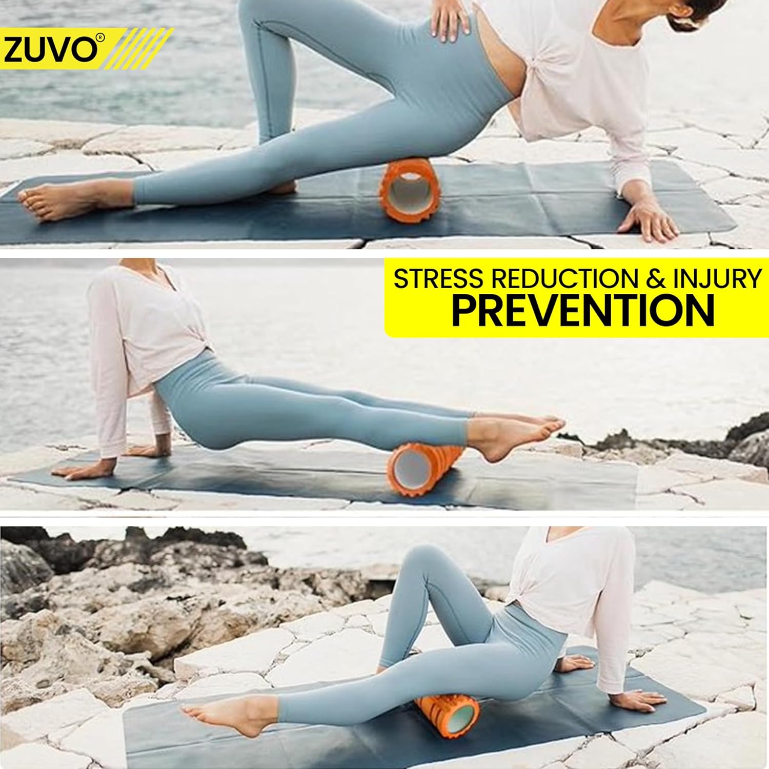 Foam Roller for Gym Equipment - Lightweight Orange Foam Rollers for Muscles and Back Massagers for Pain Relief - Premium Quality Massage Tool by Zuvo