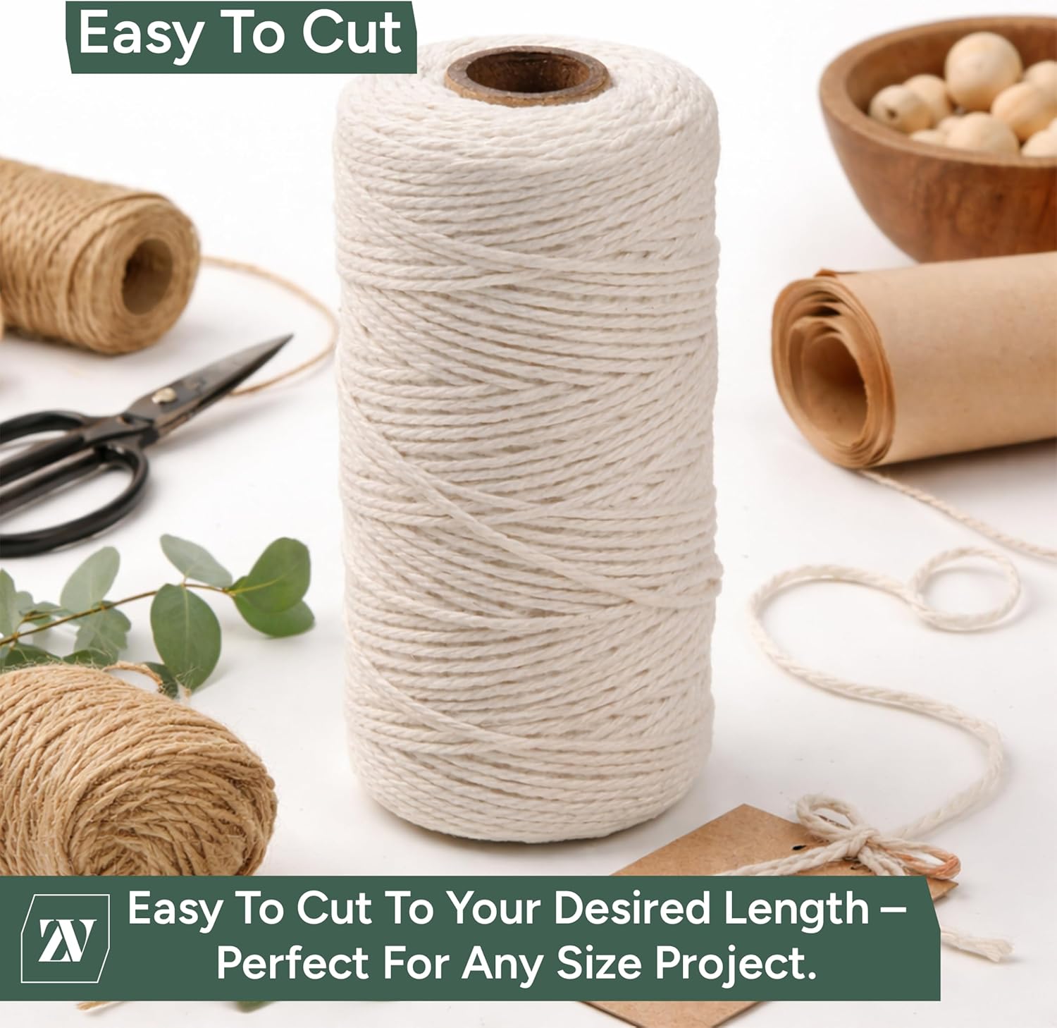 Zuvo Butchers Twine 100m White Cotton String for Meat Trussing and Baking
