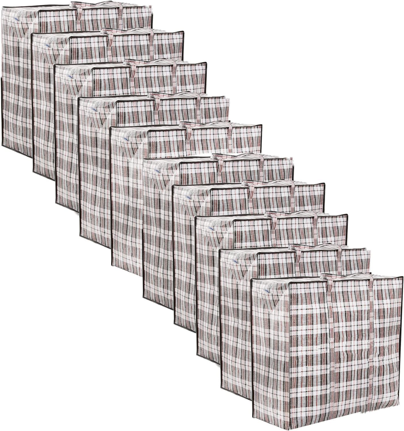 Zuvo Large Laundry Bags with Zip 10 Pack Waterproof Reusable Storage 60x50x25