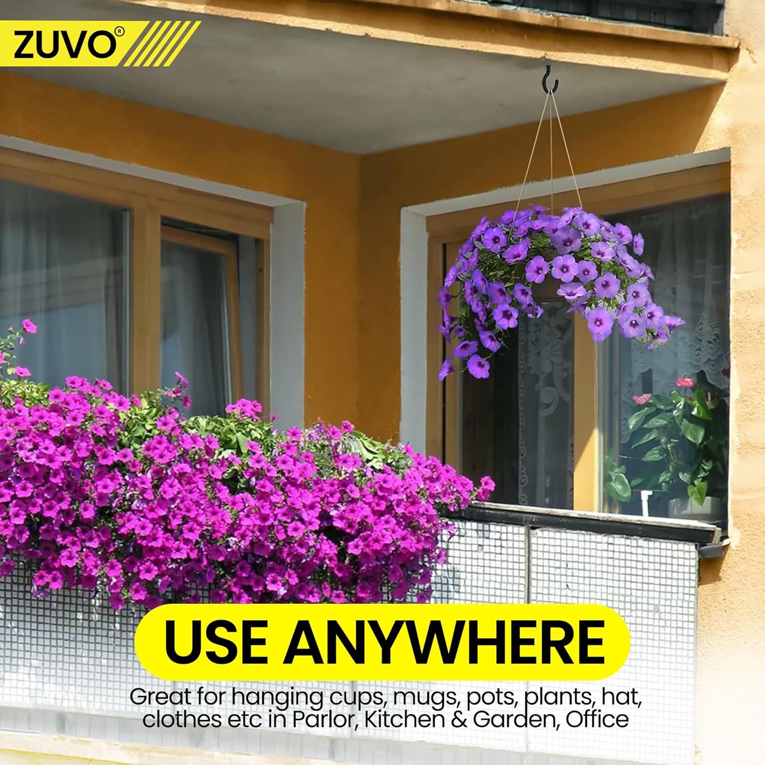 Zuvo 36pcs Metal Ceiling Hooks 2.3cm Vinyl Coated Screw In Wall Hooks
