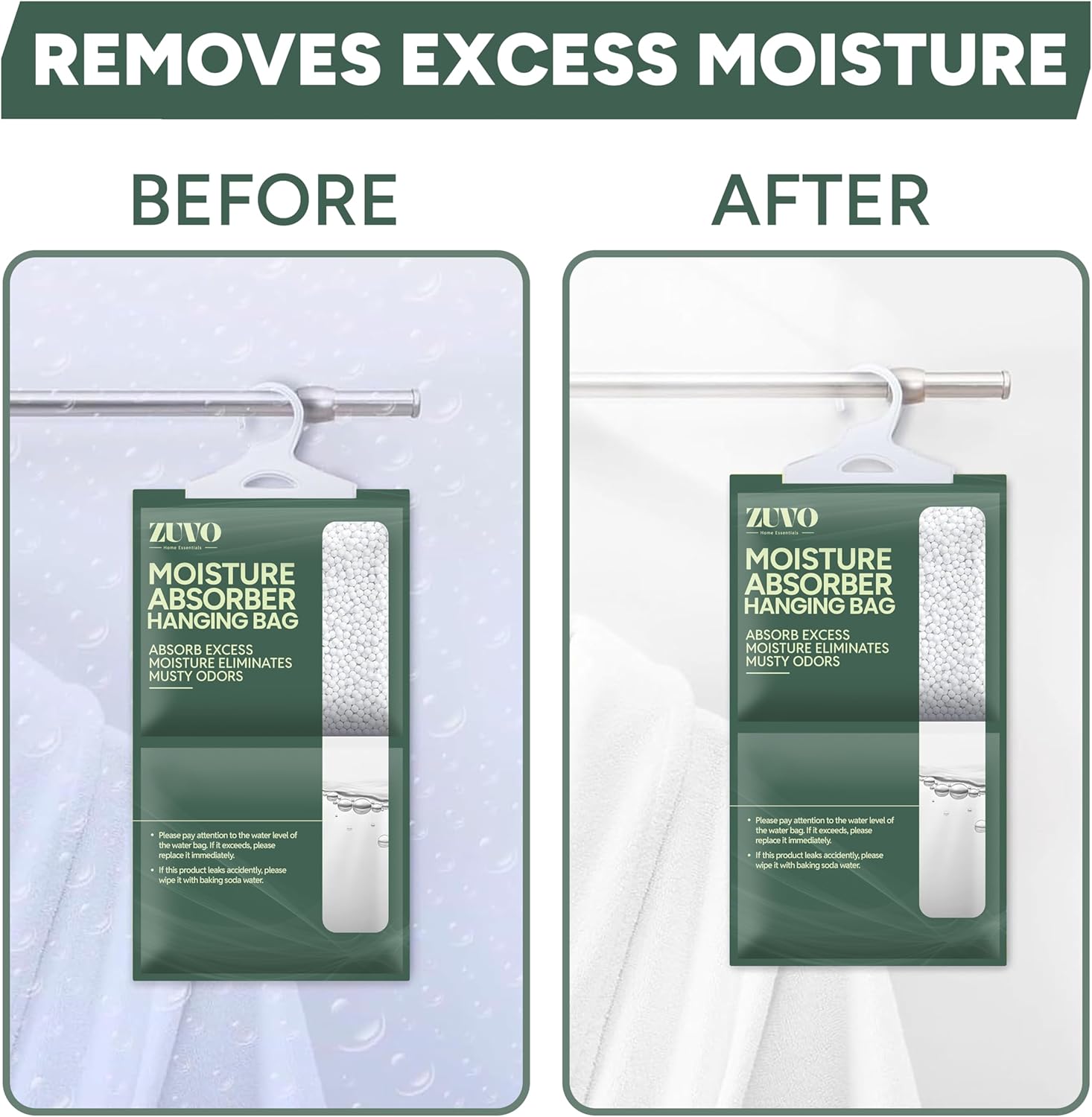 Zuvo Wardrobe Dehumidifier Hanging Bags 6 Pack Moisture Absorber