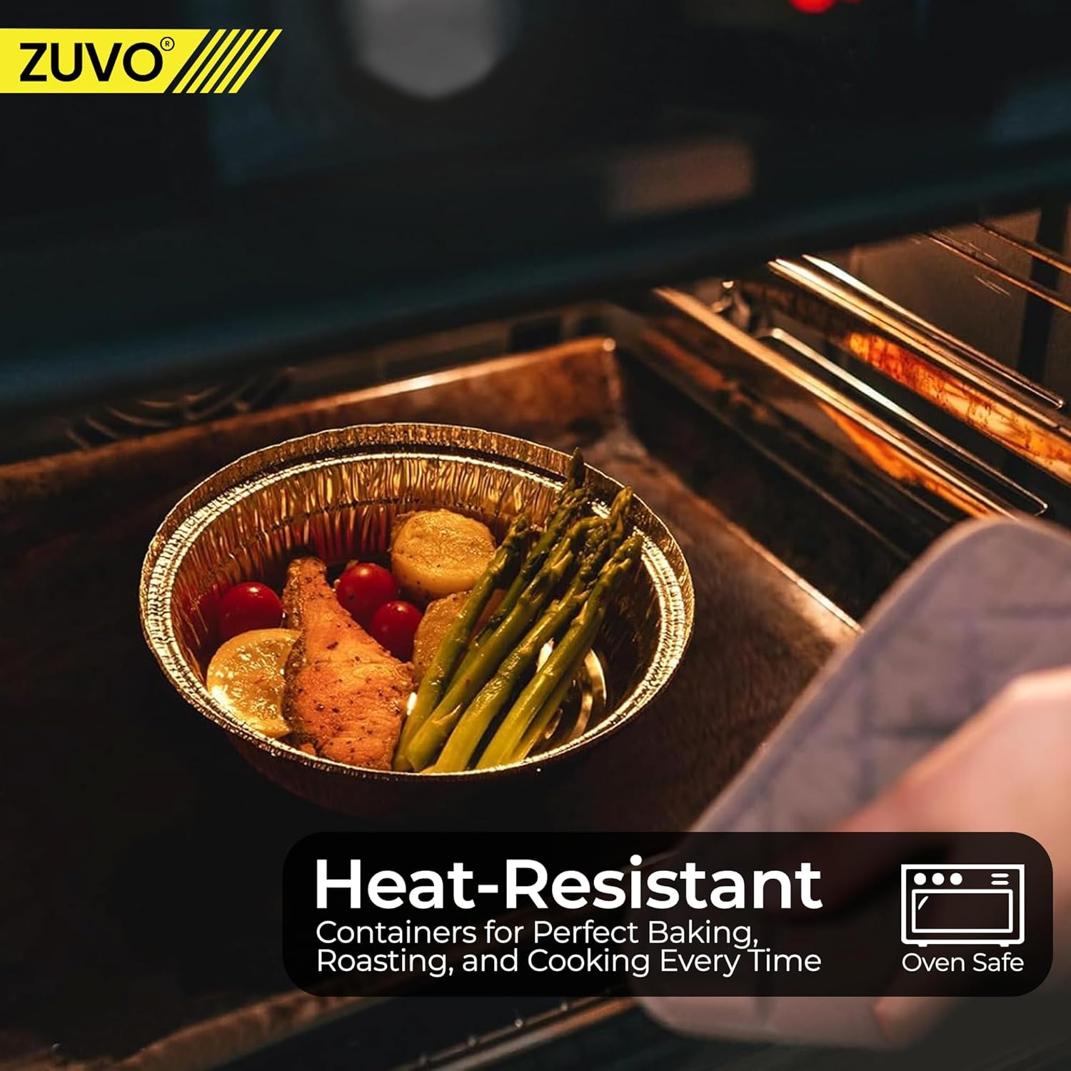 Zuvo Round Aluminium Containers 20 Pack Foil Flan Cases with Paper Lids