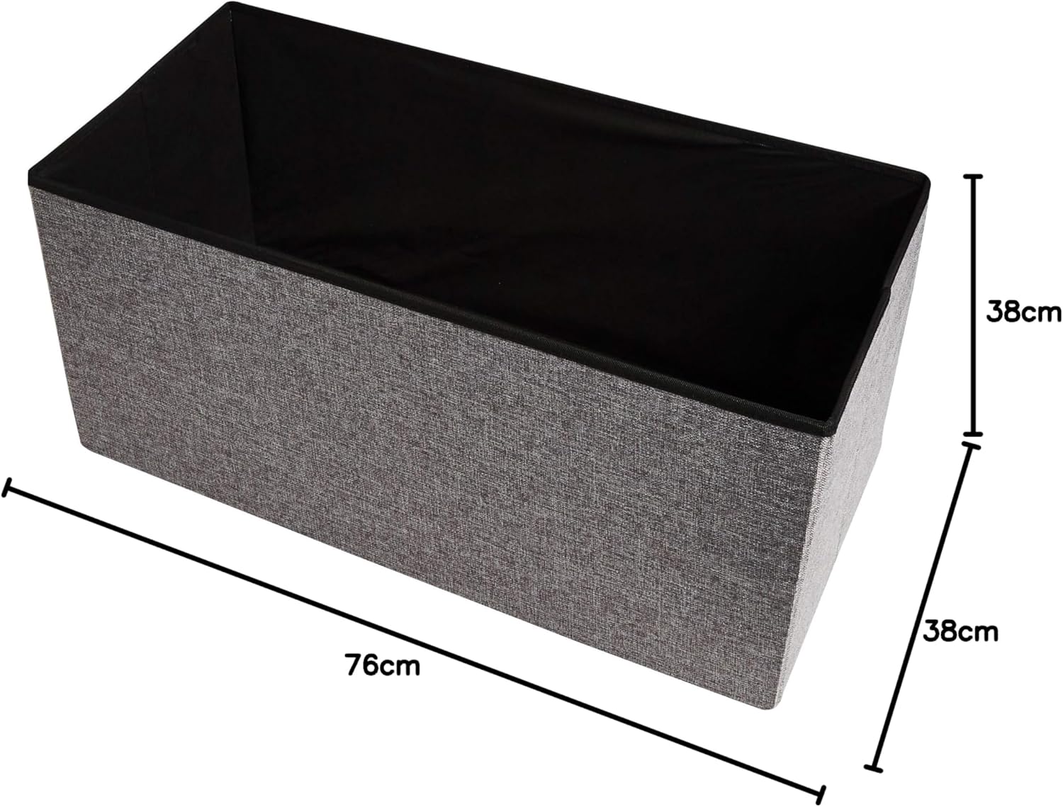 Zuvo Ottoman Storage Box 76x38x38cm Foldable Fabric Stool Chair Light Grey