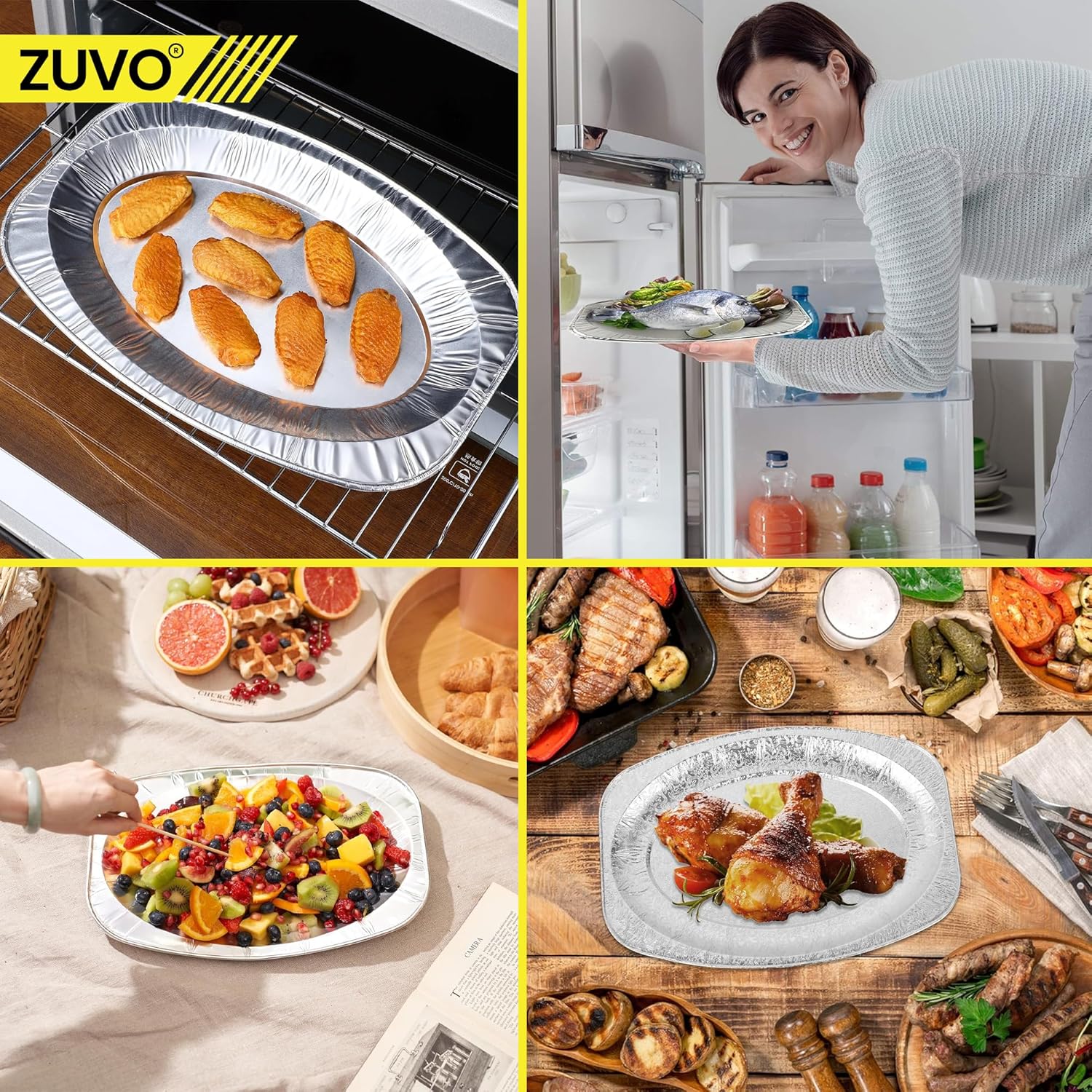Zuvo Aluminium Serving Platters 20 Pack 35x23cm Oven & Freezer Safe