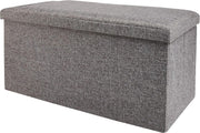 Zuvo Ottoman Storage Box 76x38x38cm Foldable Fabric Stool Chair Light Grey